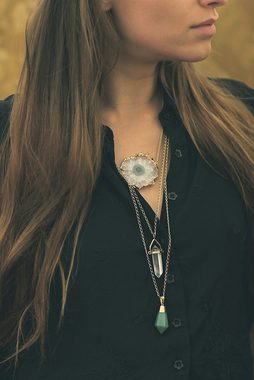 Crystal and Sage Jewelry Kette mit Anhänger Halskette mit vergoldetem Bergkristall Pendel
