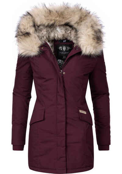 Navahoo Wintermantel Cristal stylischer Damen Winterparka mit Kunstfell-Kapuze