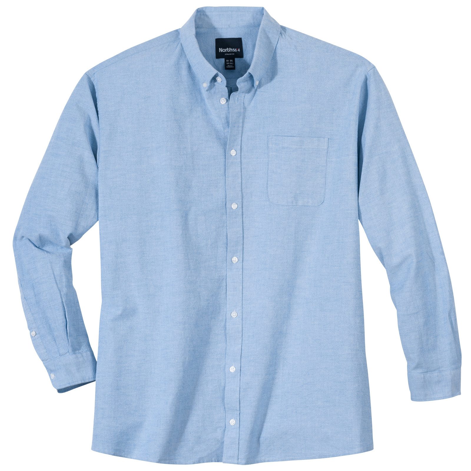Langarmhemd North 56°4 XXL Stretch-Langarmhemd hellblau melange