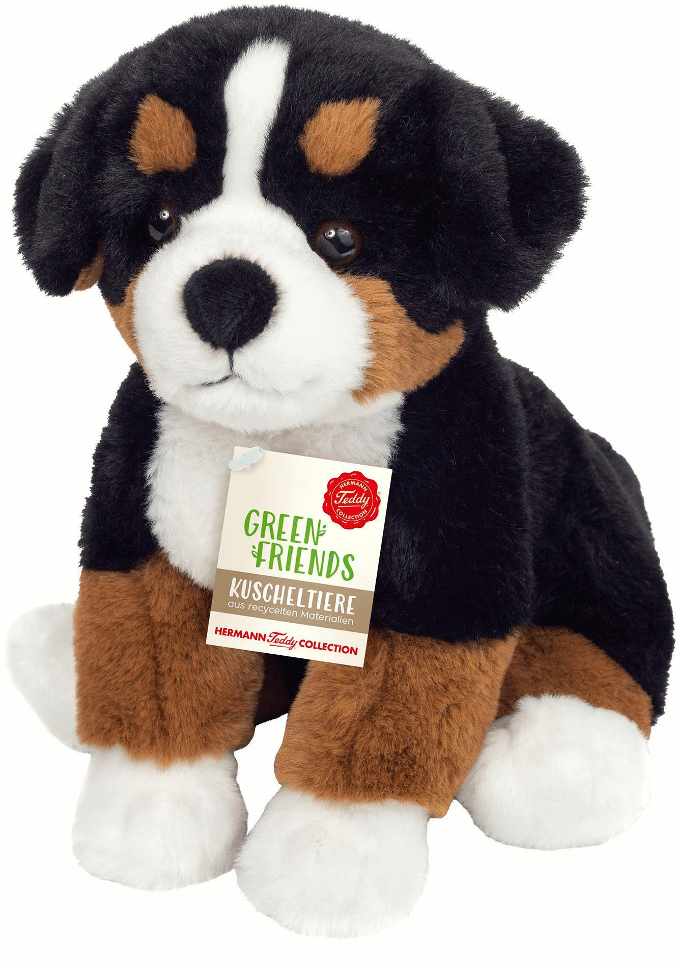 Teddy Hermann® Material Teil Green cm, zum Kuscheltier Berner Sennenhund recyceltem aus 26 Friends, schwarz/braun/weiß