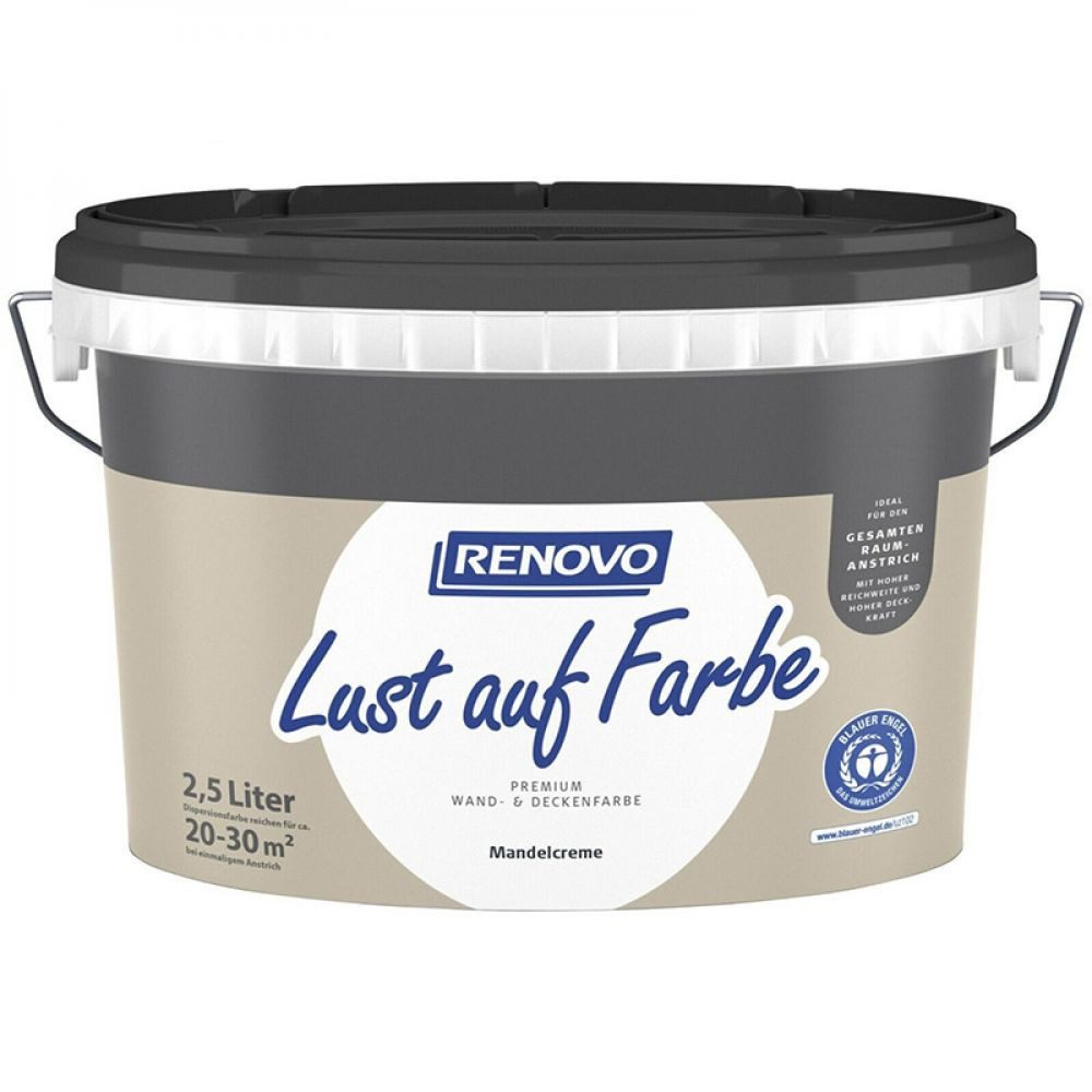 Renovo Wandfarbe Renovo Wand- und Deckenfarbe Lust auf Farbe matt 2,5 Ltr. Mandelcreme