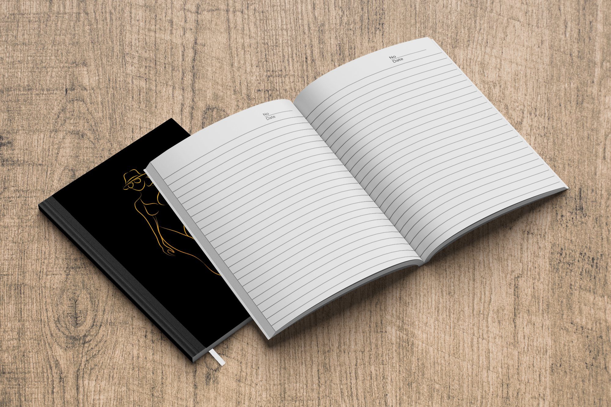 MuchoWow Notizbuch Sonnenbrille A5, Seiten, Gold Journal, Schwarz - Linienkunst, - Notizheft, - Haushaltsbuch 98 Tagebuch, Merkzettel
