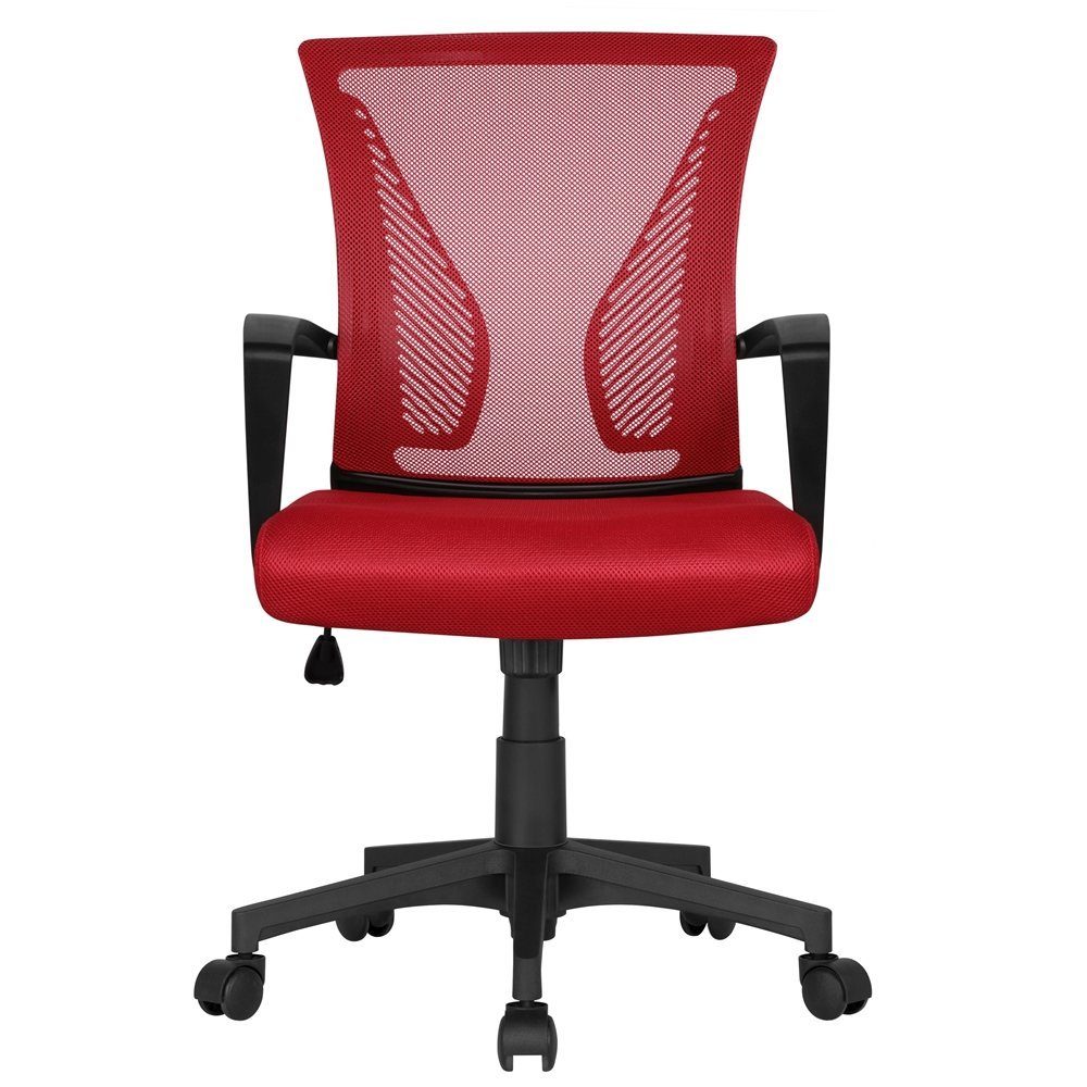 Wippfunktion mit Yaheetech Rot Schreibtischstuhl Bürostuhl,