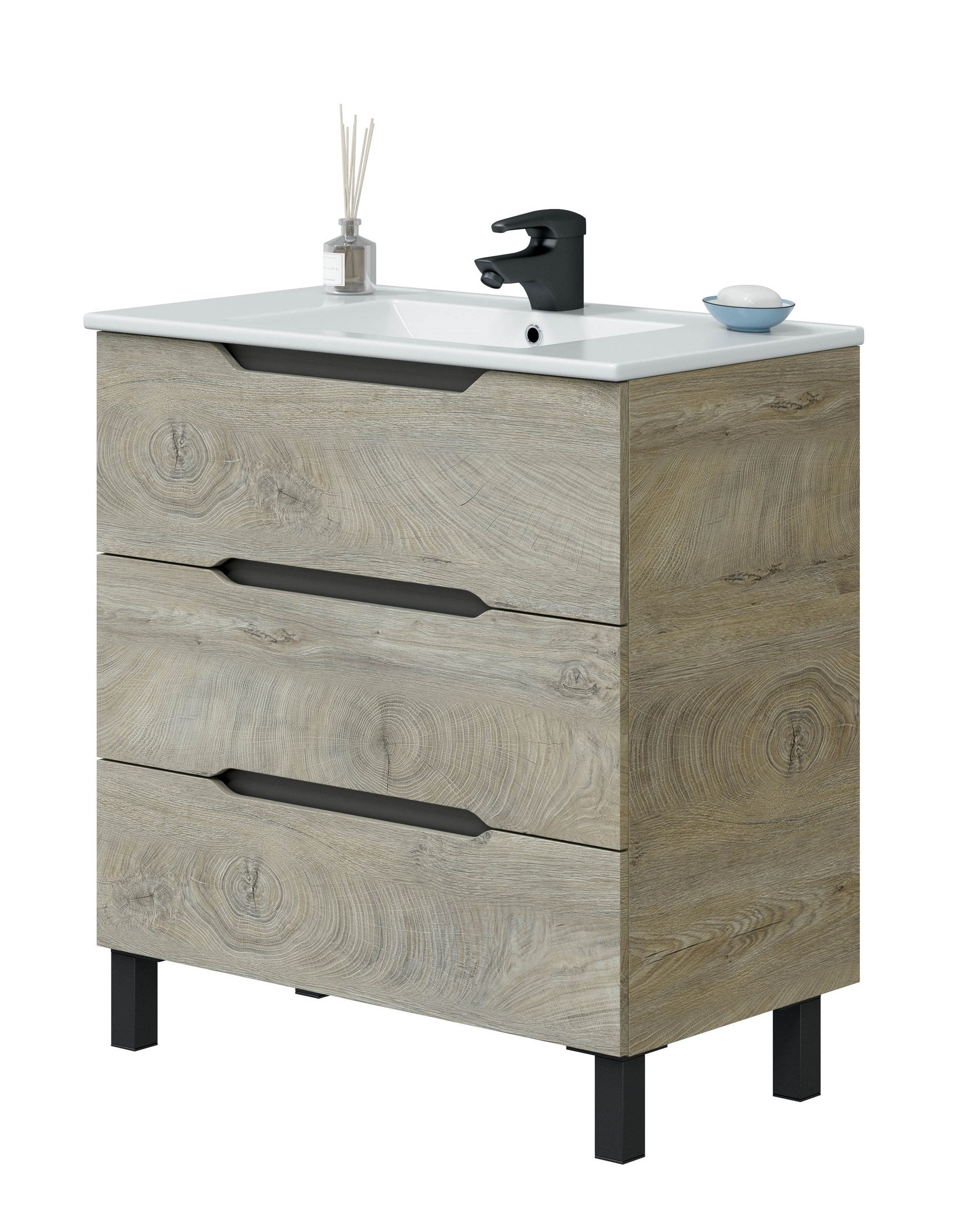freiraum Waschtisch LEA, in Alaska Eiche Dekor / Anthrazitgrau - 80x86x45 (BxHxT)
