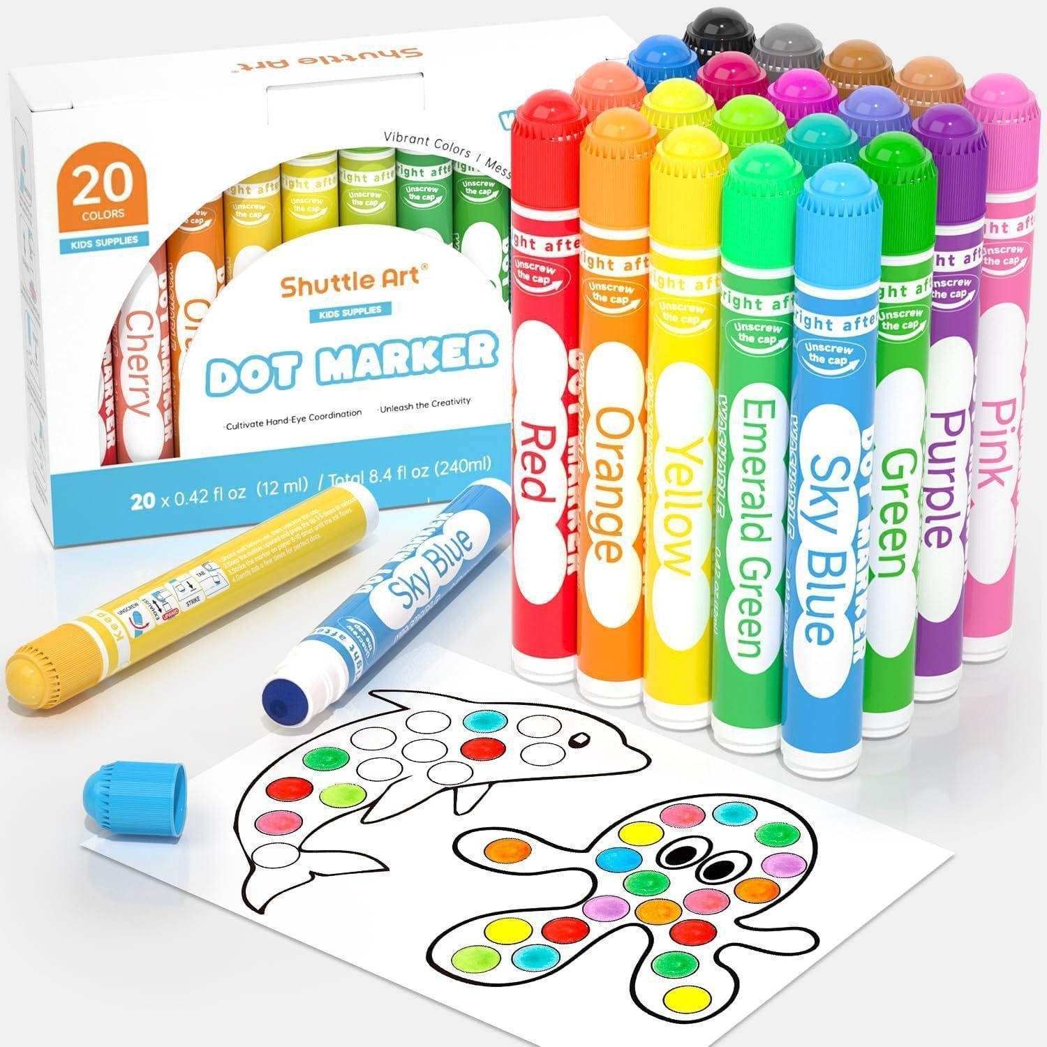 LuxusKollektion Marker Dot Marker 20 Kinderstifte auswaschbar Stempelstifte Mehrfarbig