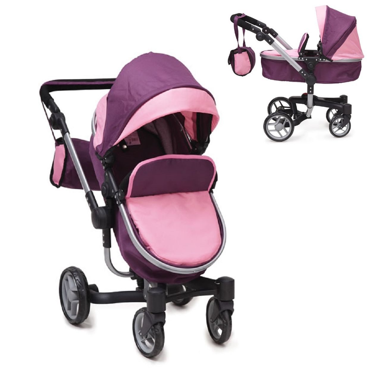 Moni Puppenbuggy Violette 9694, zusammenklappbar, Schwenkräder vorne, Sonnendach, ab 3 Jahren