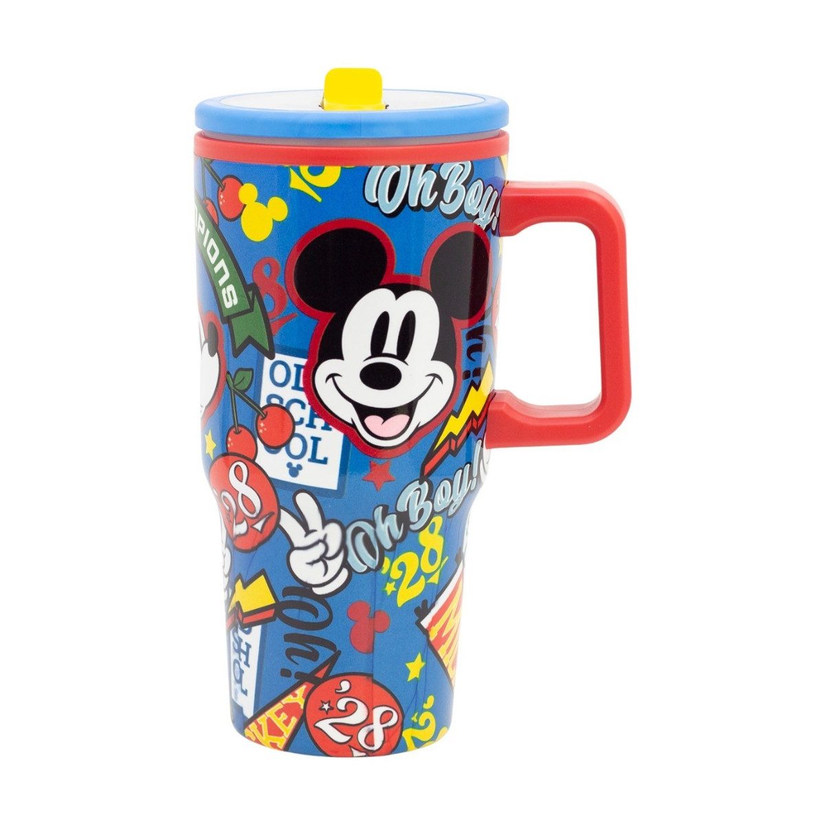 Disney Mickey Mouse Thermobecher - 640 ml Edelstahl doppelwandiger Trinkbecher mit Trinkhalm, 1-tlg., Edelstahl