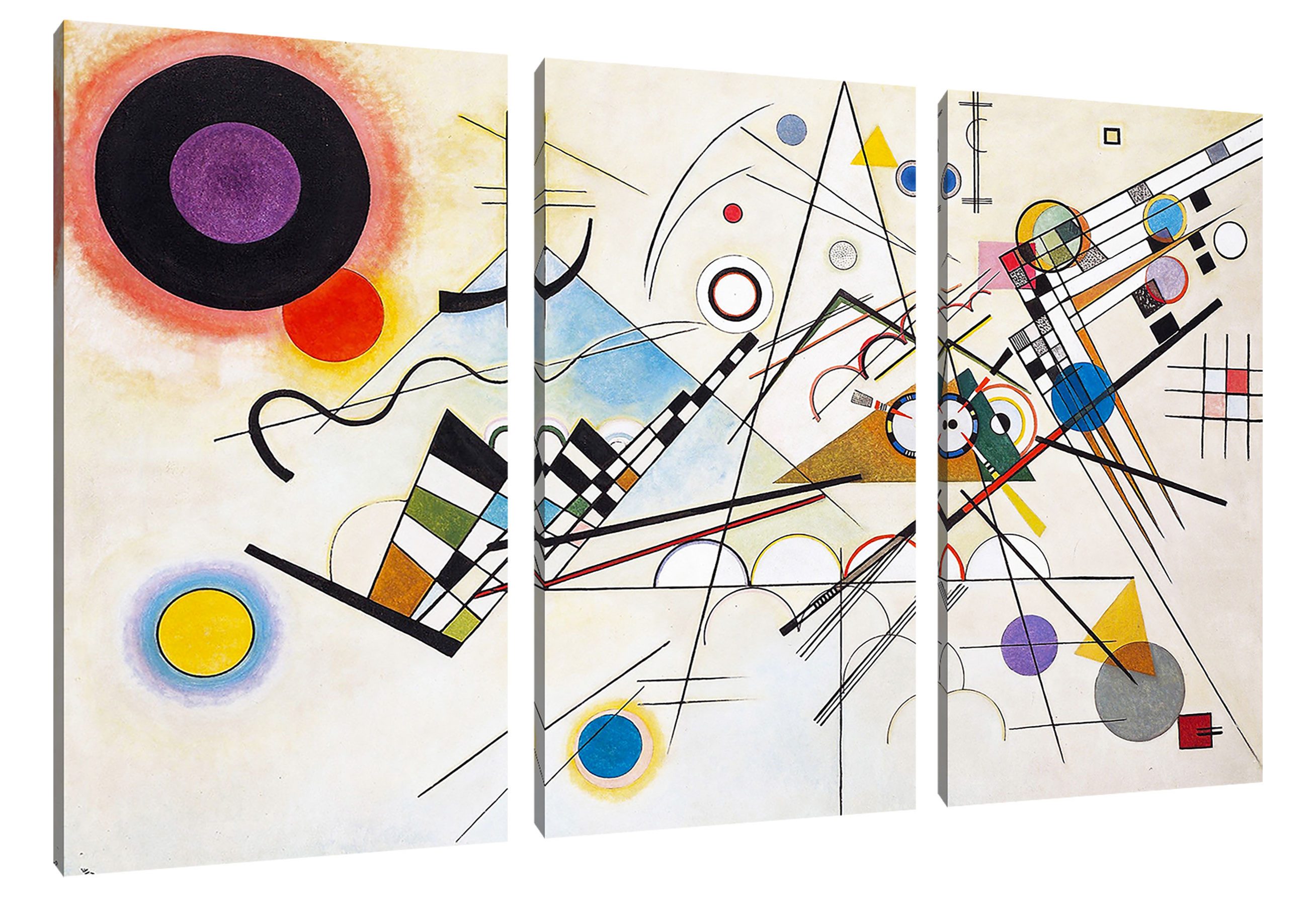 Pixxprint Leinwandbild Wassily Kandinsky - Komposition, Wassily Kandinsky - Komposition 3Teiler (120x80) (3 St), Leinwandbild fertig bespannt, inkl. Zackenaufhänger