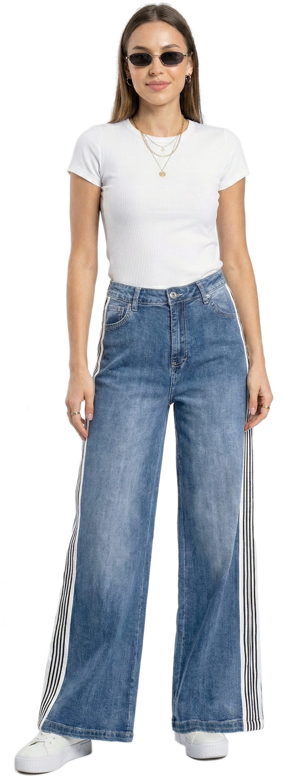 dy_mode Weite Jeans Damen Jeans Weitem Bein High Waist Palazzo Hose Coole S günstig online kaufen