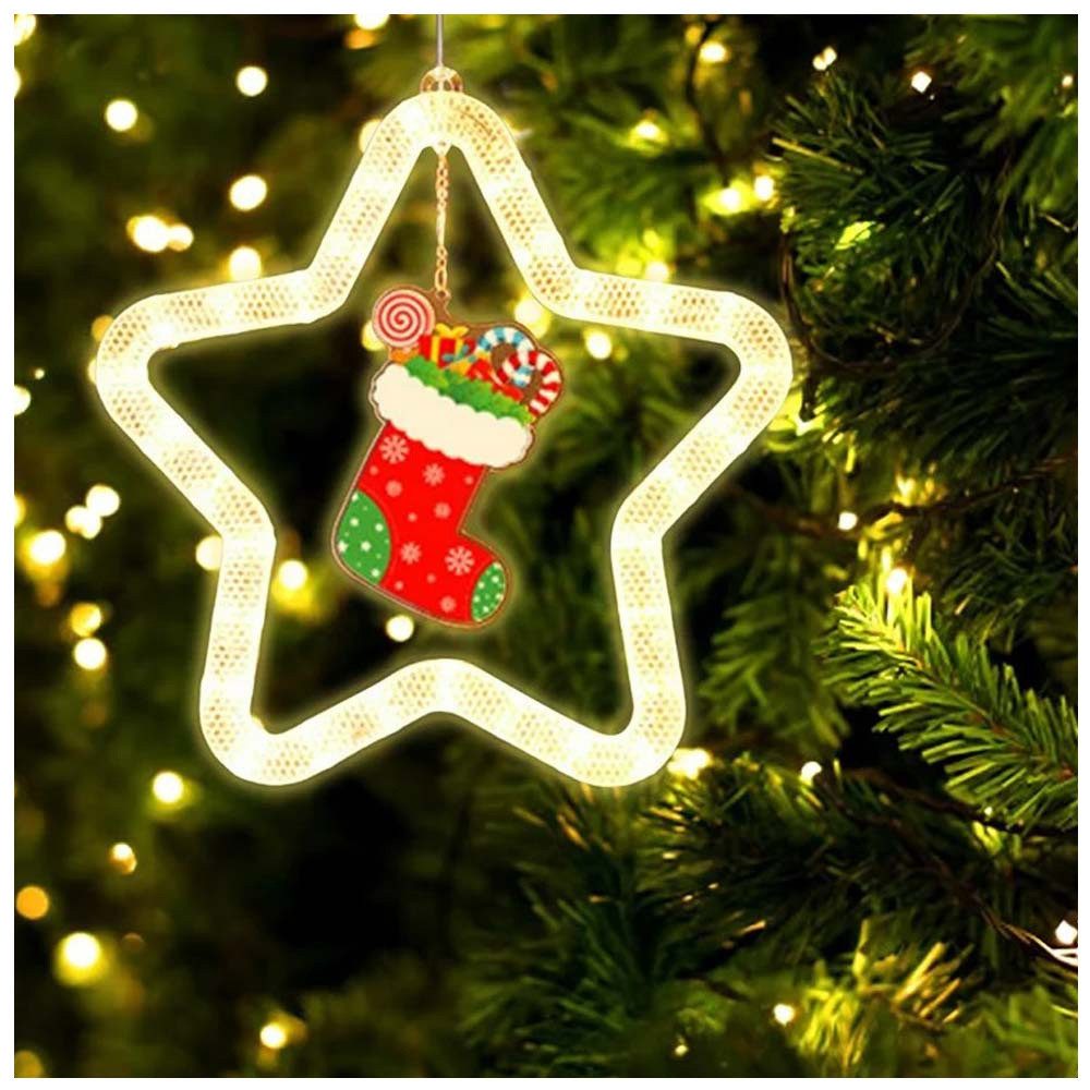 QUBEBU LED-Lichterkette LED Weihnachtsstern Beleuchtet Glocke Weihnachtsman günstig online kaufen