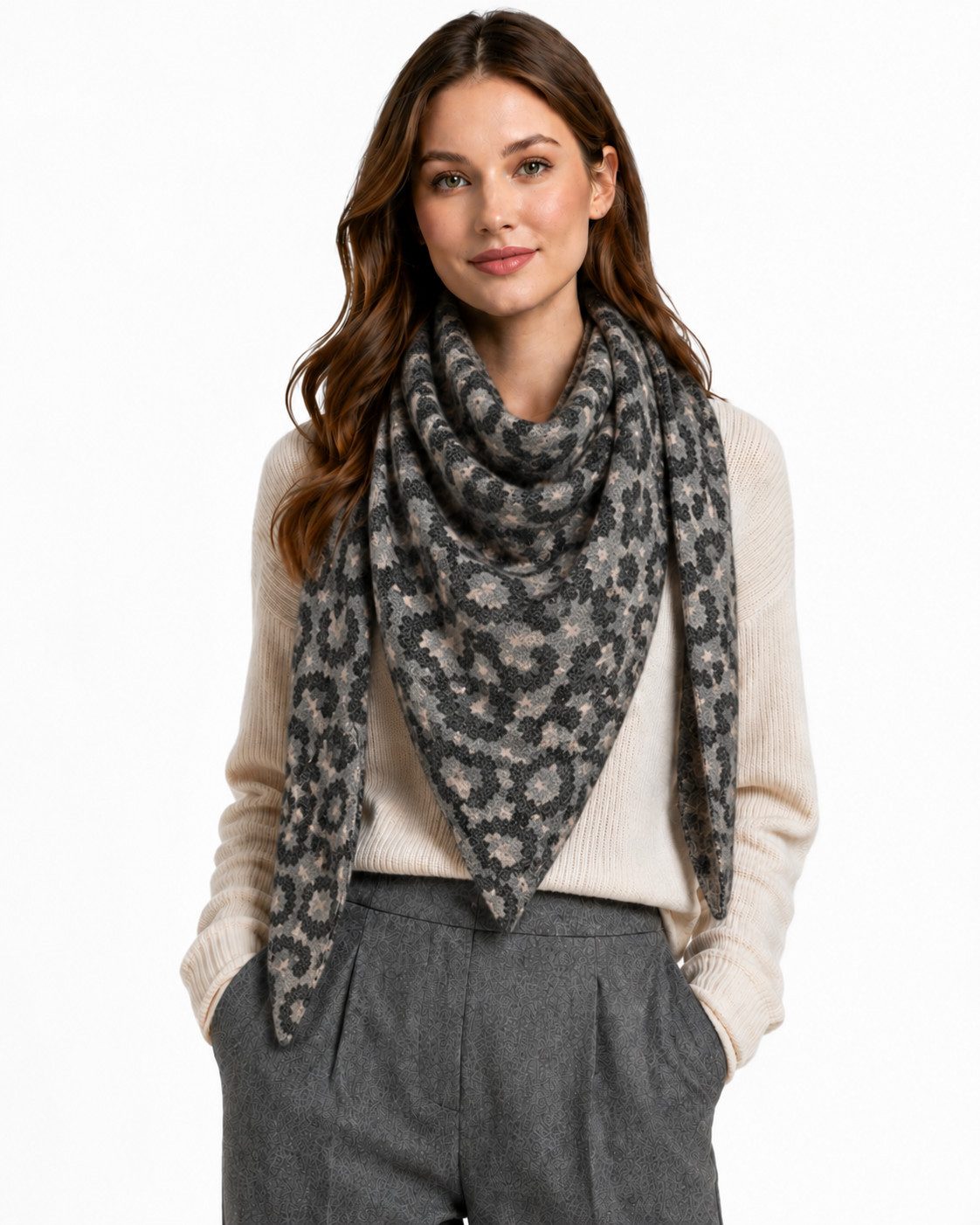 ITALY VIBES Dreieckstuch - modischer Dreiecks-Boucle-Schal, kuschelweich, beidseitig bedruckt
