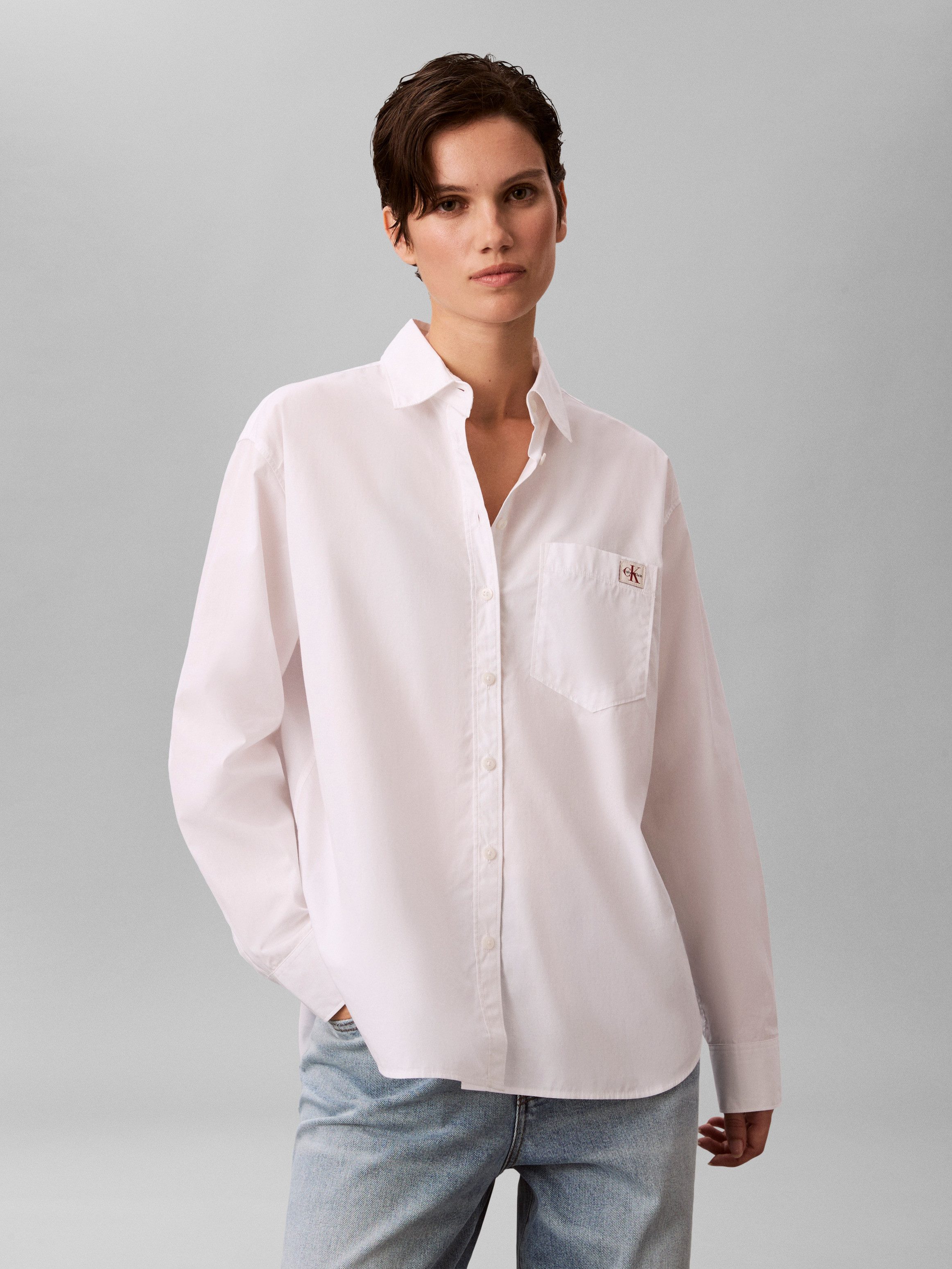 Calvin Klein Jeans Hemdbluse COTTON POPLIN RELAXED SHIRT Regular fit mit Hemdblusenkragen