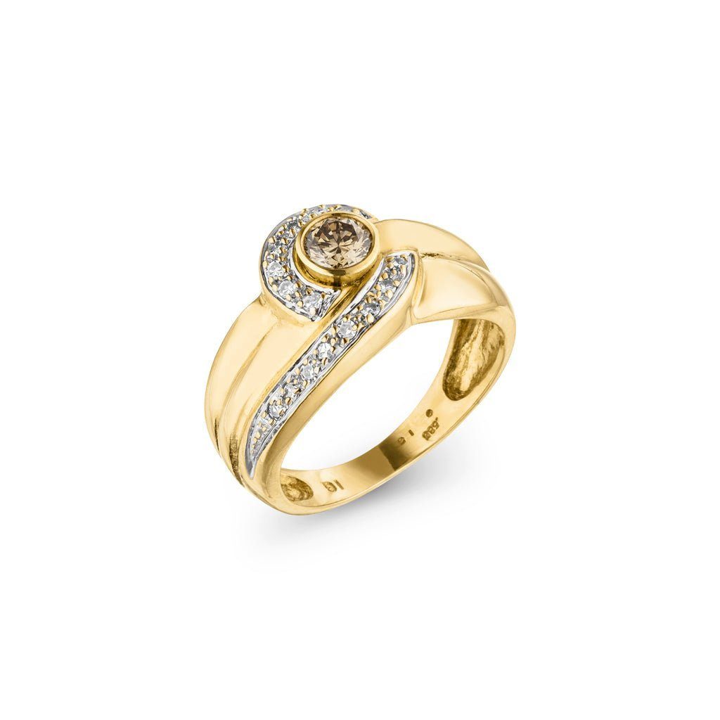 SKIELKA DESIGNSCHMUCK Goldring Diamant Ring "Bicolor" 0,34 Karat (Gelbgold 585 / Weißgold 585), hochwertige Goldschmiedearbeit aus Deutschland