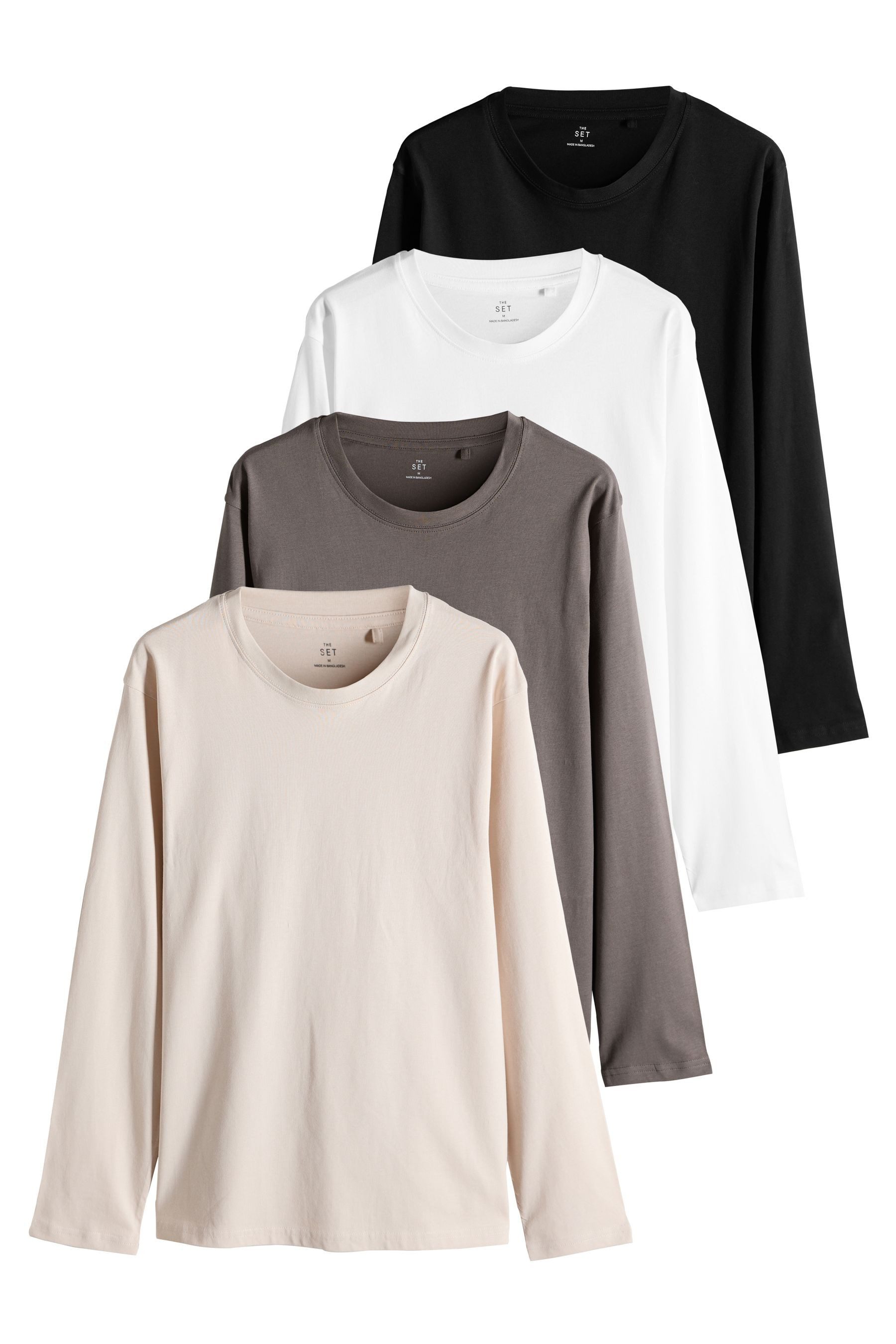 The Set Langarmshirt The Set Regular Fit Langarmshirts, 4er-Pack (4-tlg) günstig online kaufen