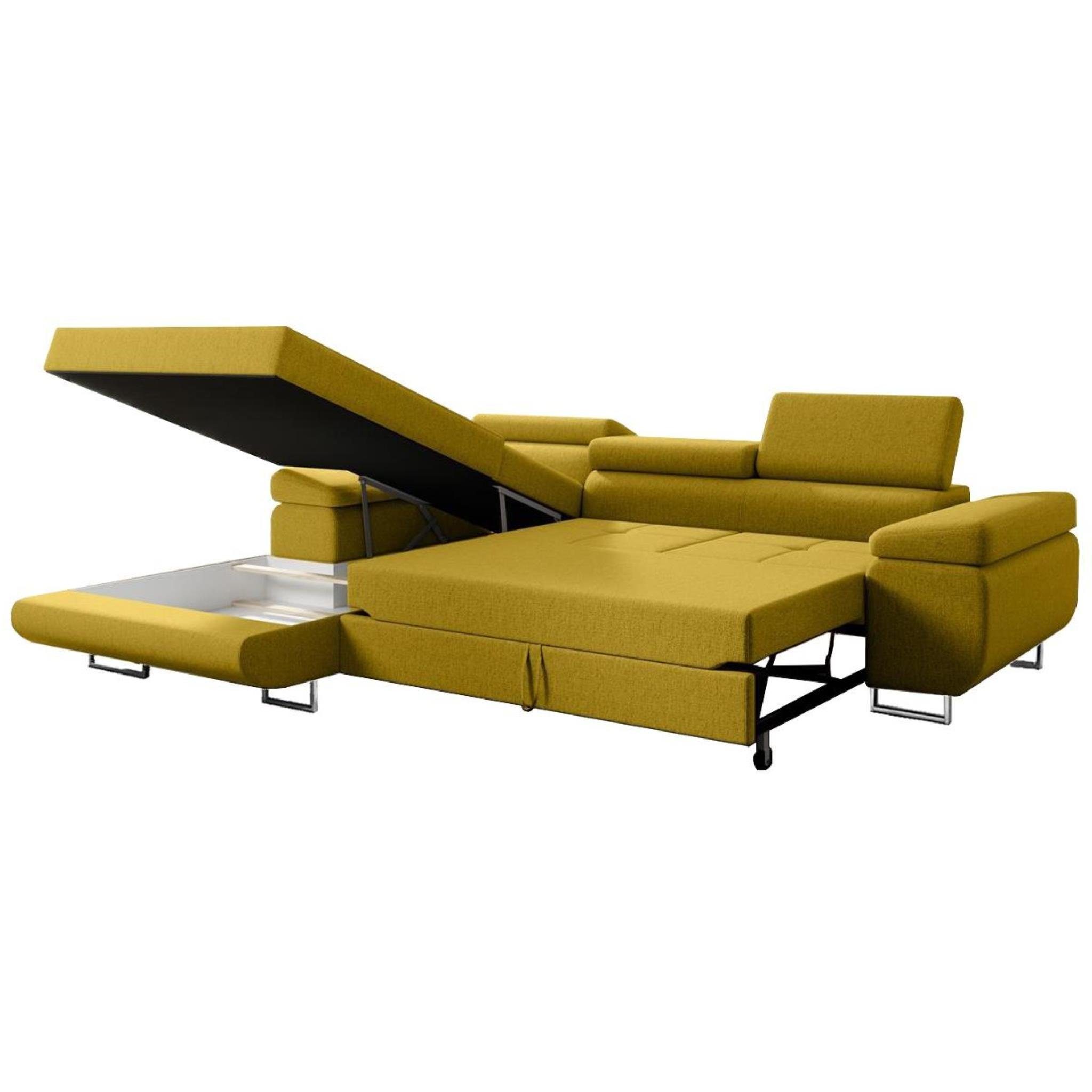 Wellenunterfederung Bettkasten, Polsterecke, mit Beautysofa mit Alons, Ecksofa L-Form Bettfunktion,