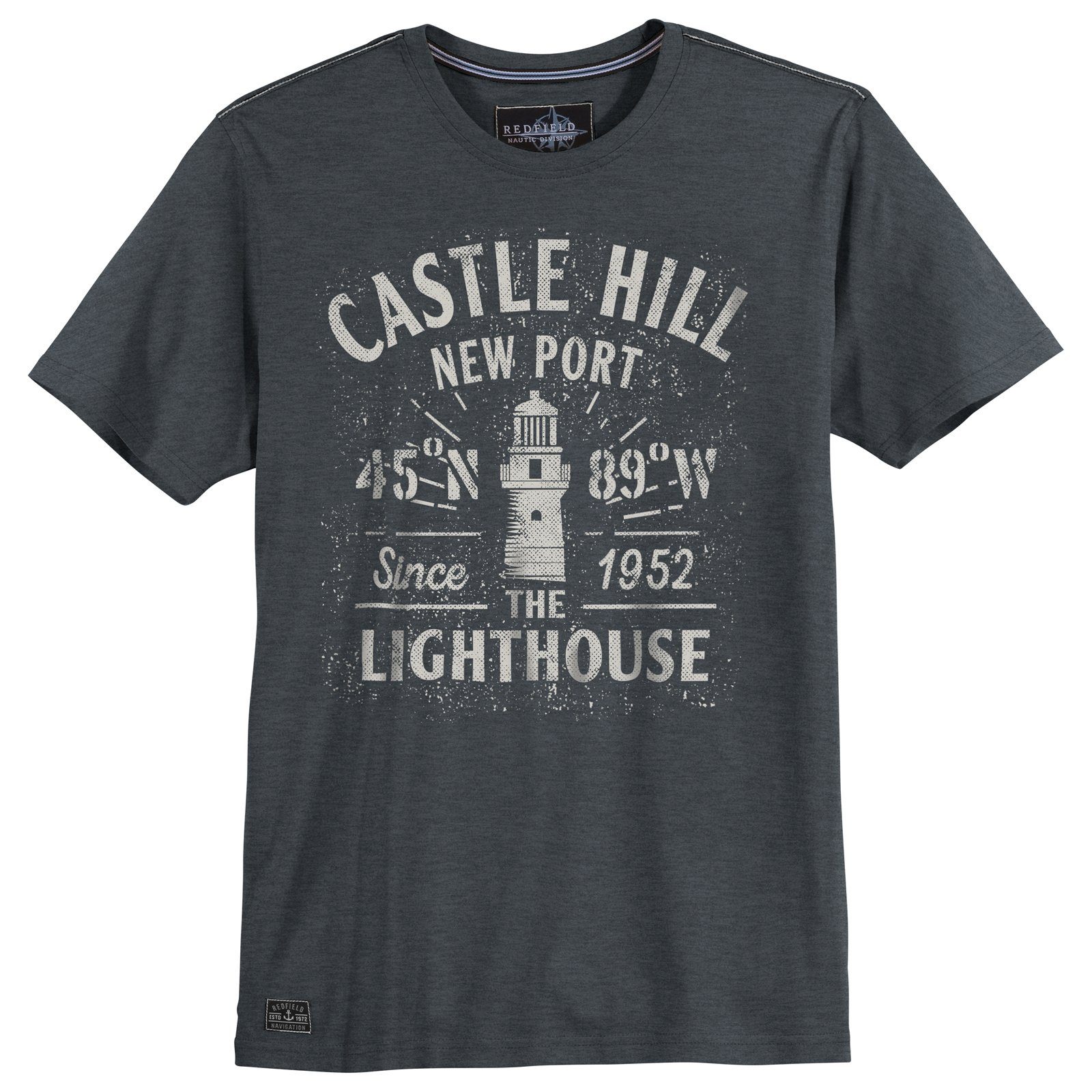 redfield Rundhalsshirt Große Größen Herren Redfield T-Shirt anthrazit melange Castle Hill | T-Shirts