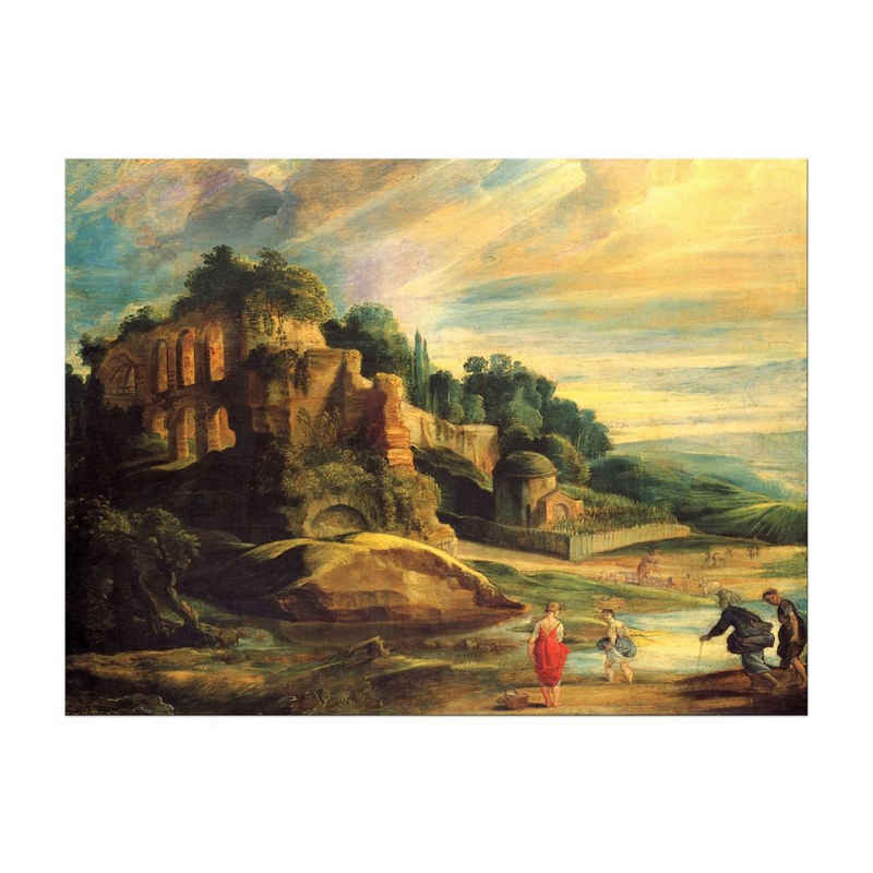 Bilderdepot24 Leinwandbild Alte Meister - Peter Paul Rubens - Landschaft mit den Ruinen des Hügels Palatin in Rom, Landschaften