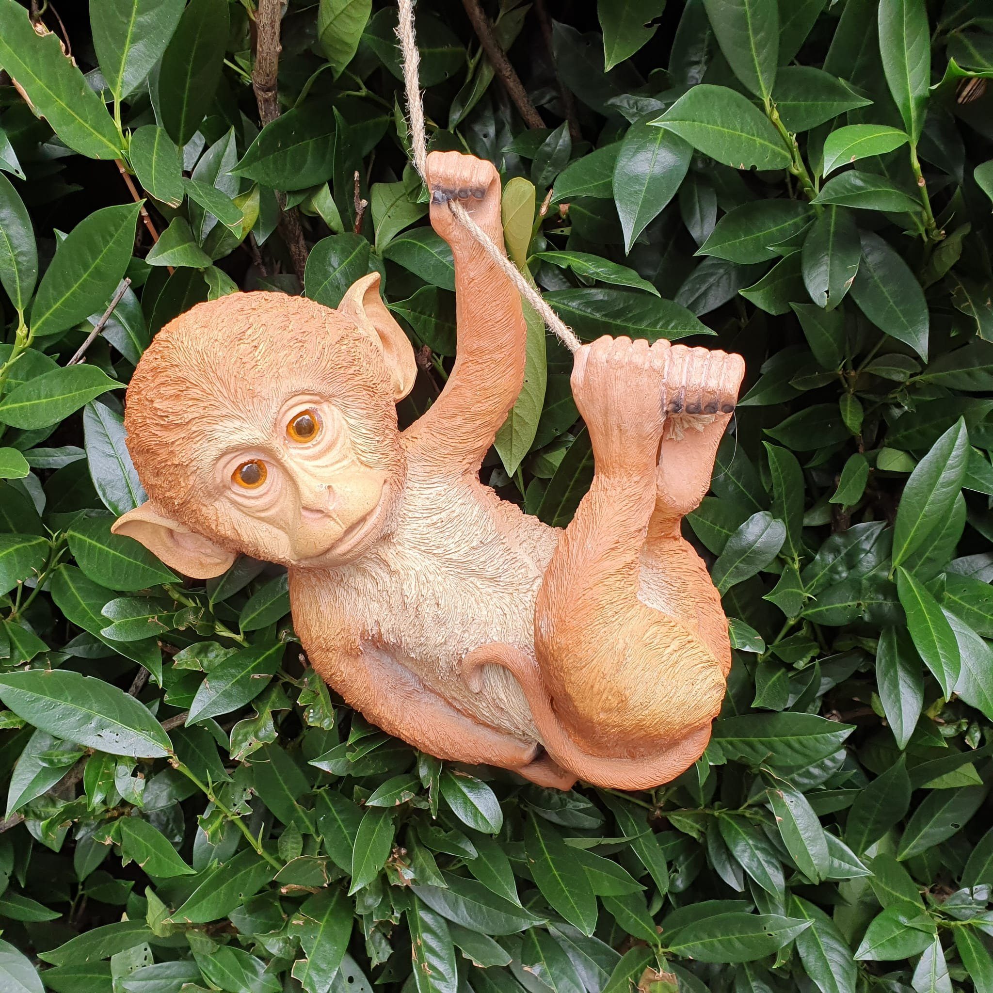 Aspinaworld Gartenfigur Braune Affen Figur zum aufhängen 29 cm Wetterfest