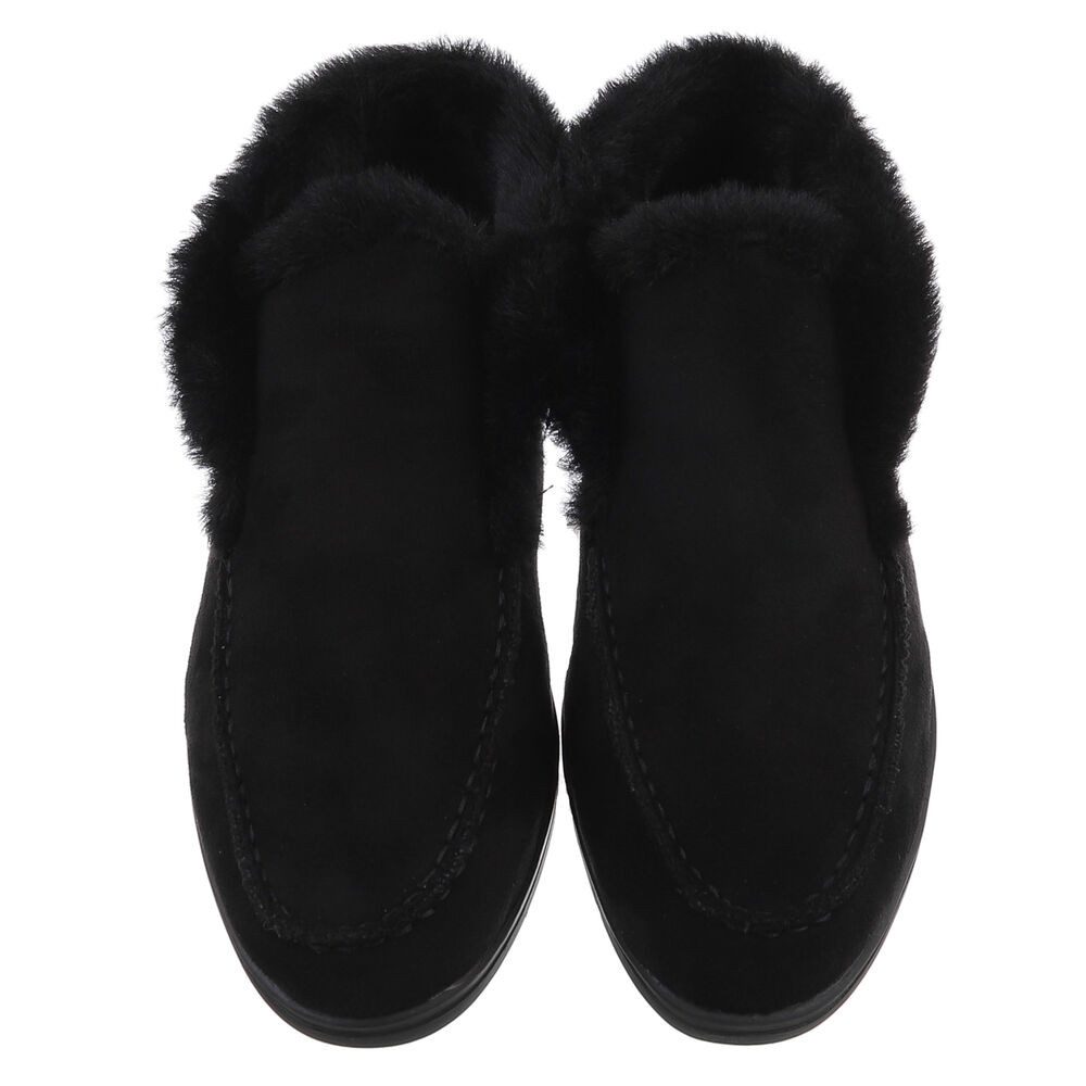 Ital-Design Gemütlicher Damenschuh mit weicher Innenauskleidung Snowboots (90793370) Blockabsatz Mokassins in Schwarz – Bild 4 von 5