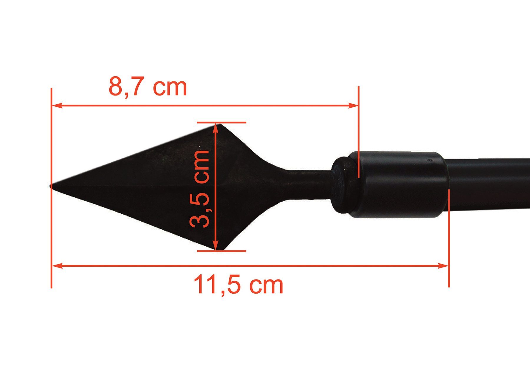 Spitze mm mm Ø Gardinenstangen-Endstück 16 für 20 (Set) 16 mm, mm, oder 20 für nodeko, "Speer" oder Stangen schwarz, Stil Stil