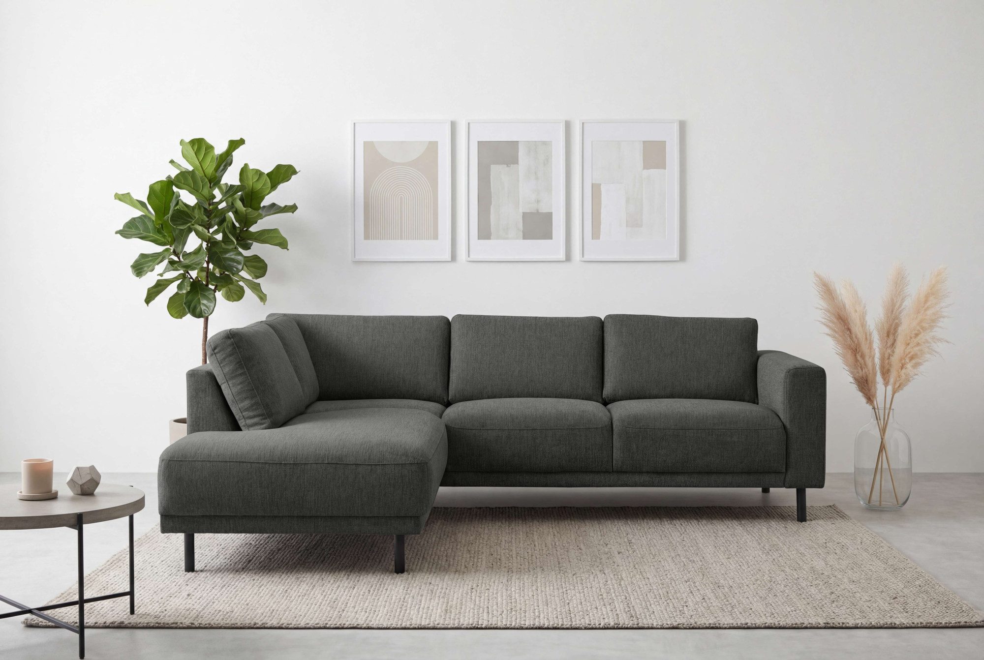OTTO home Ecksofa Sveeva, L-Form, B.240 cm, schwarze Metallfüße, langlebiger Webstoff, mit Wellenunterfederung, viele Farben