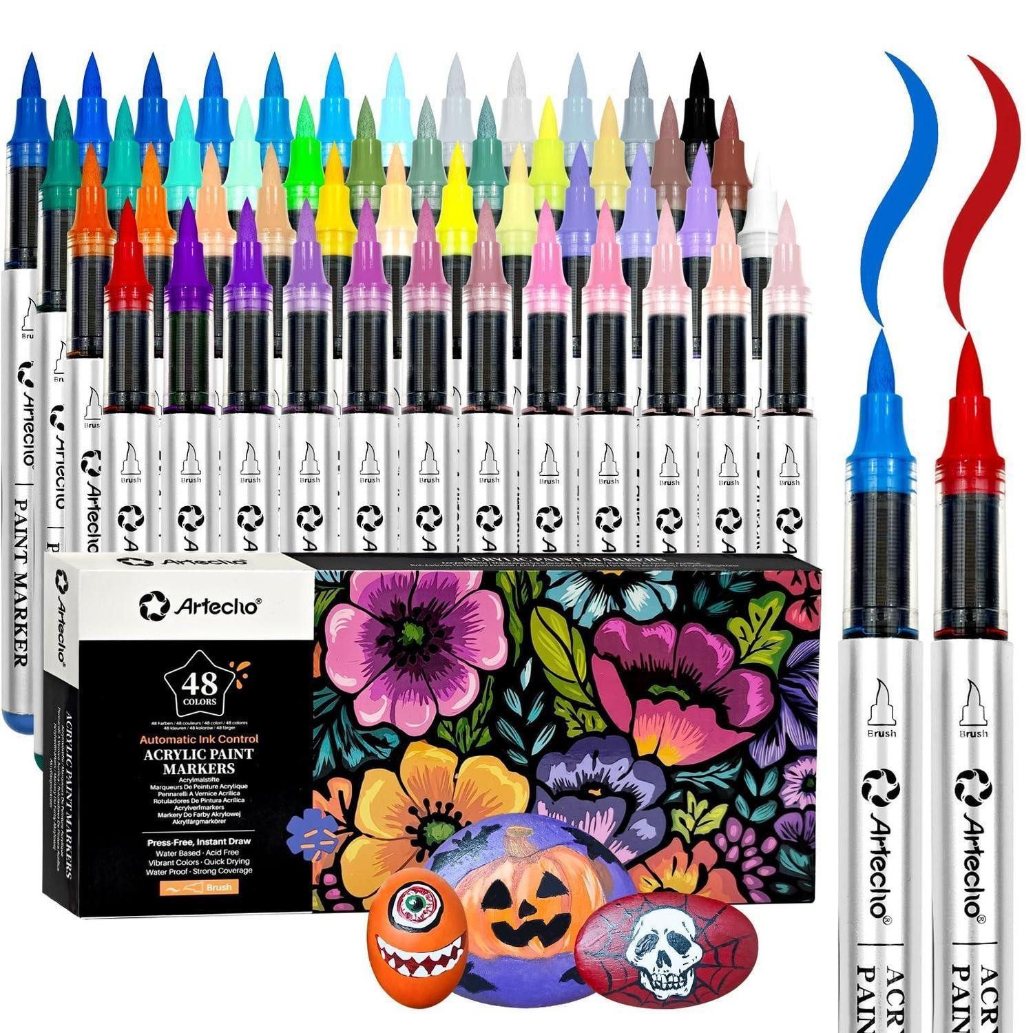 LuxusKollektion Künstlerstift Acrylstifte 48 Farben Pinselspitze