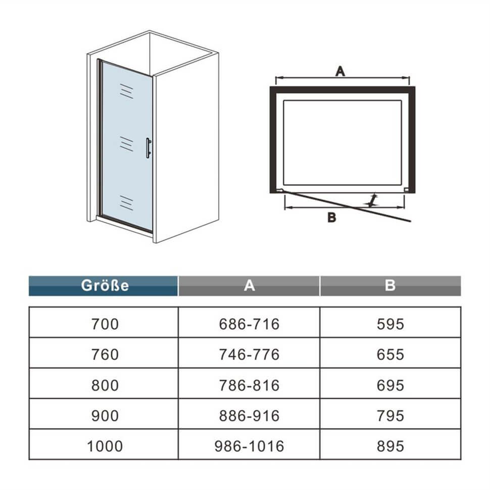 shower spa pivot door, shower enclosure, shower cubicle, shower door, pivot door, niche door, glass door, single-pane safety glass, safety glass, (set) clear glass