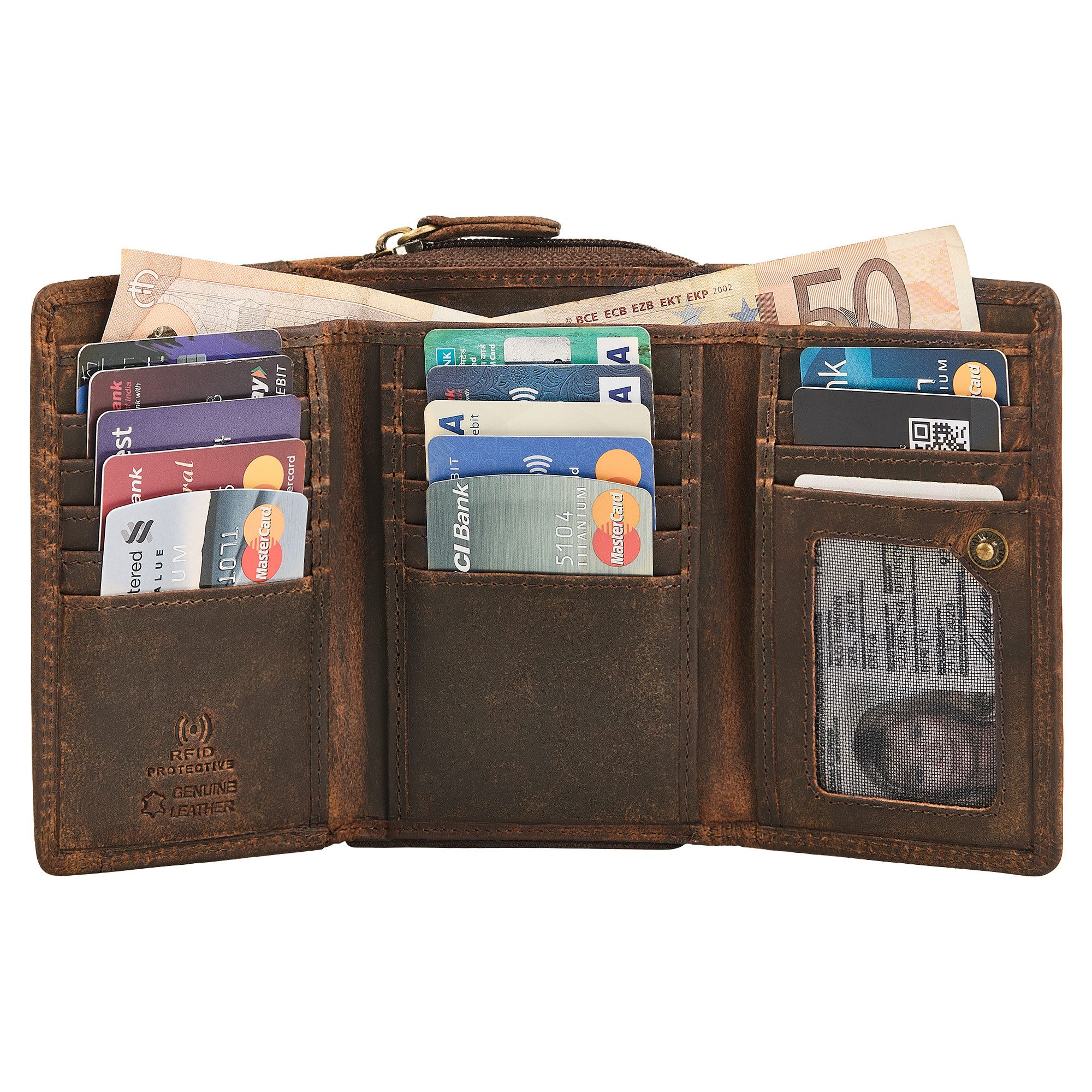 STILORD Geldbörse "Beverly" Vintage Leder Geldbörse Damen Mittelgroß mit RFID-Schutz
