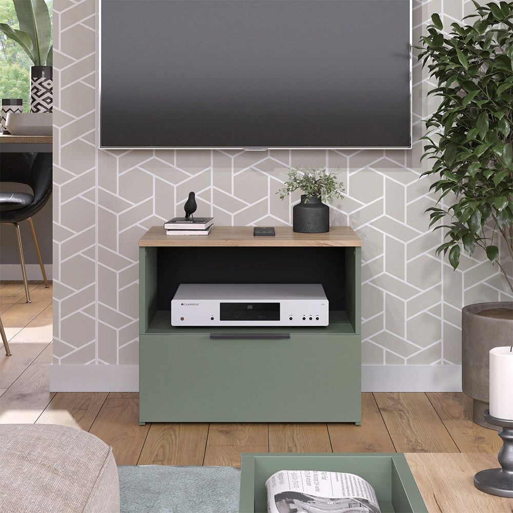 Vicco Lowboard Wido, Grün/Sonoma, 60 x 50 cm mit Schublade (1 St)