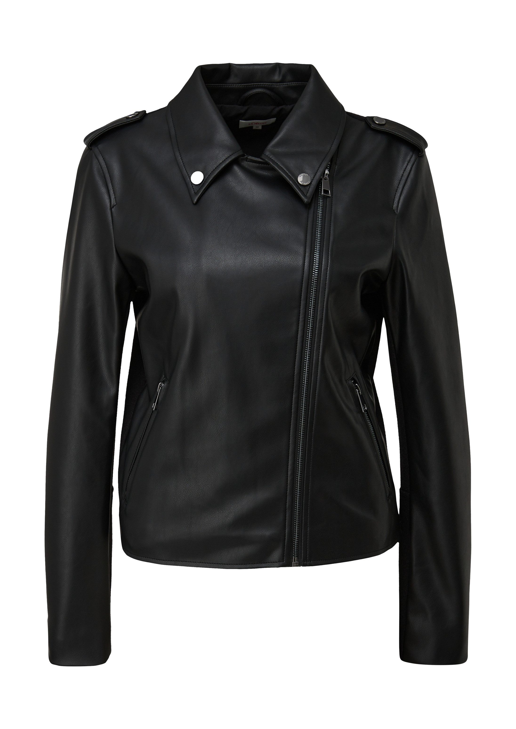 s.Oliver Funktionsjacke Indoor-Jacke Jacke aus Materialmix in Leder-Optik