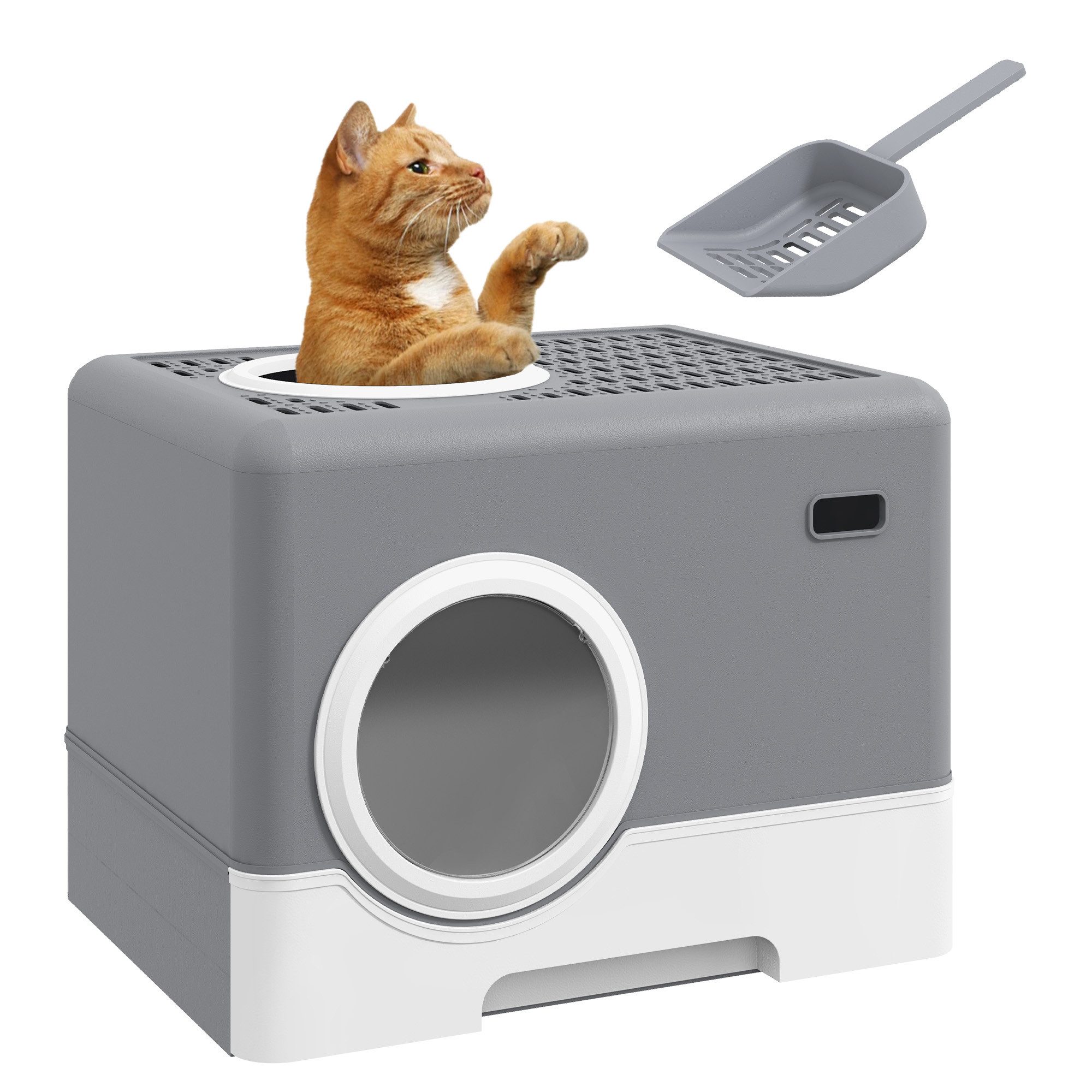 Katzentoilette Katzenklo mit Schaufel, 2 Ausgänge, Toilette für Katzen bis 4 kg