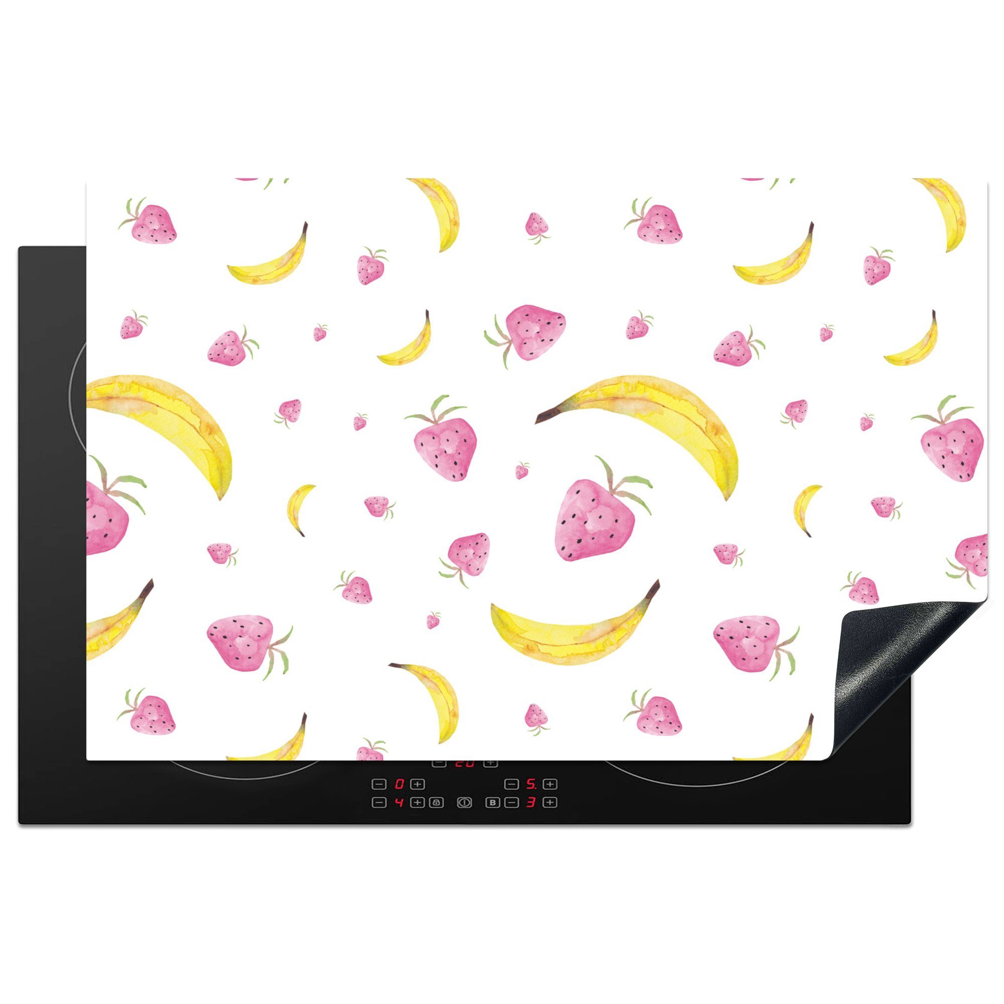 MuchoWow Herdblende-/Abdeckplatte Banane - tlg), für (1 cm, Vinyl, die Ceranfeldabdeckung - Induktionskochfeld Design, küche, 81x52 Erdbeere Schutz