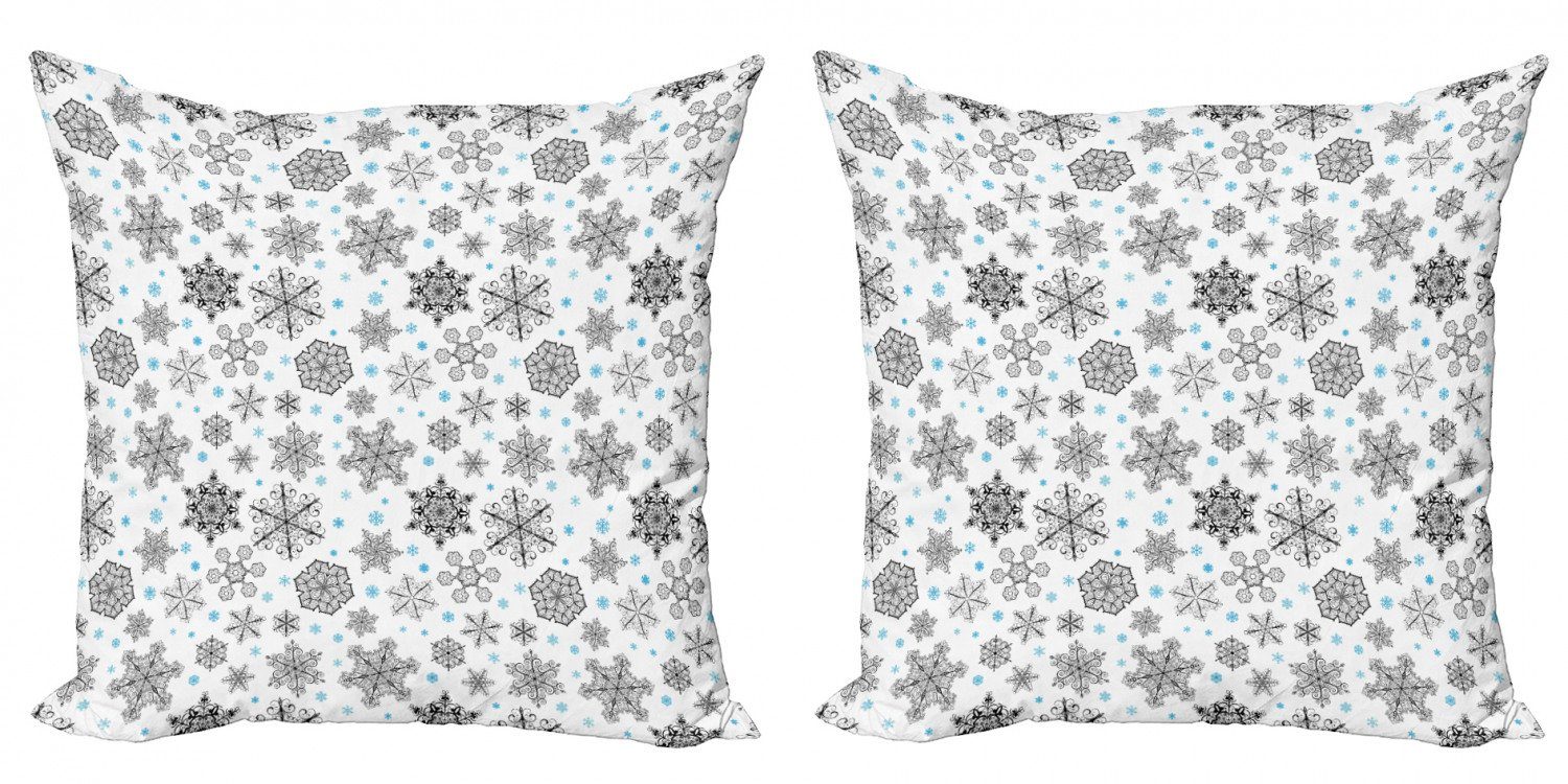Kissenbezüge Modern Accent (2 Doppelseitiger Art-Winter Digitaldruck, Abakuhaus Stück), Spitze Schneeflocke