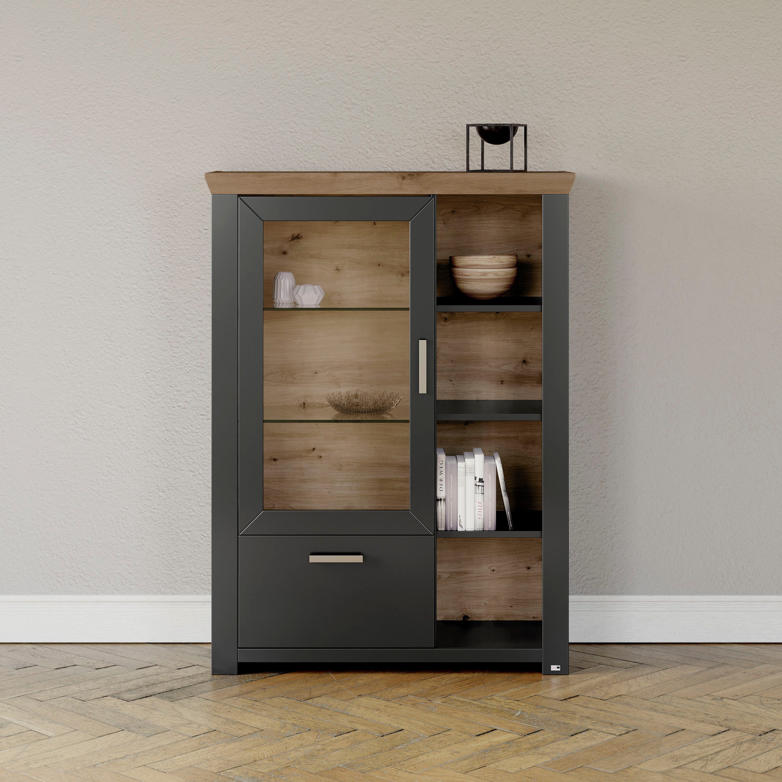 set one by Musterring Highboard "York", Typ 13 und 14, mit Glastür und Schu günstig online kaufen