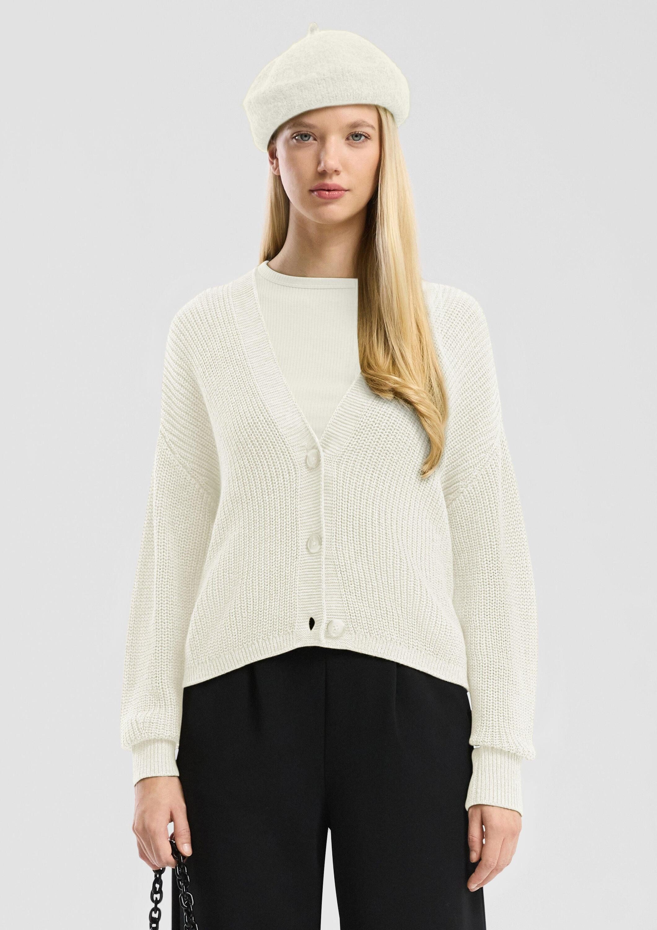 QS Cardigan Strickjacke Melierte Strickjacke aus günstig online kaufen
