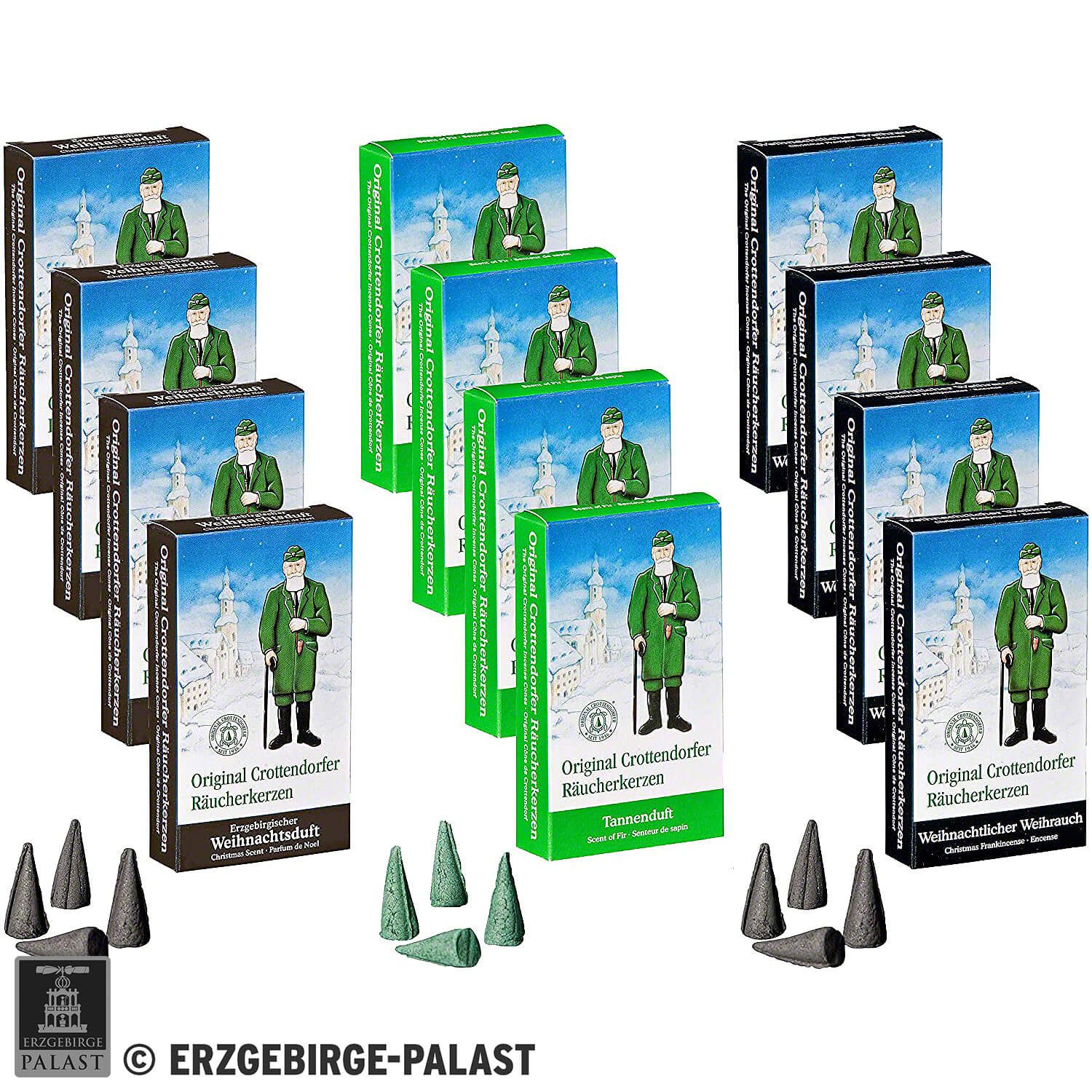 Crottendorfer Фигурка курильщик Crottendorfer Räucherkerzen - Mega-Pack - 3x4 Packungen der beliebtest