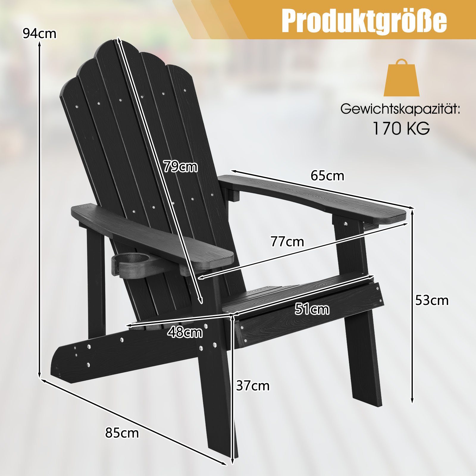 COSTWAY Gartenstuhl Adirondack Stuhl, mit Getränkehalter, günstig online kaufen