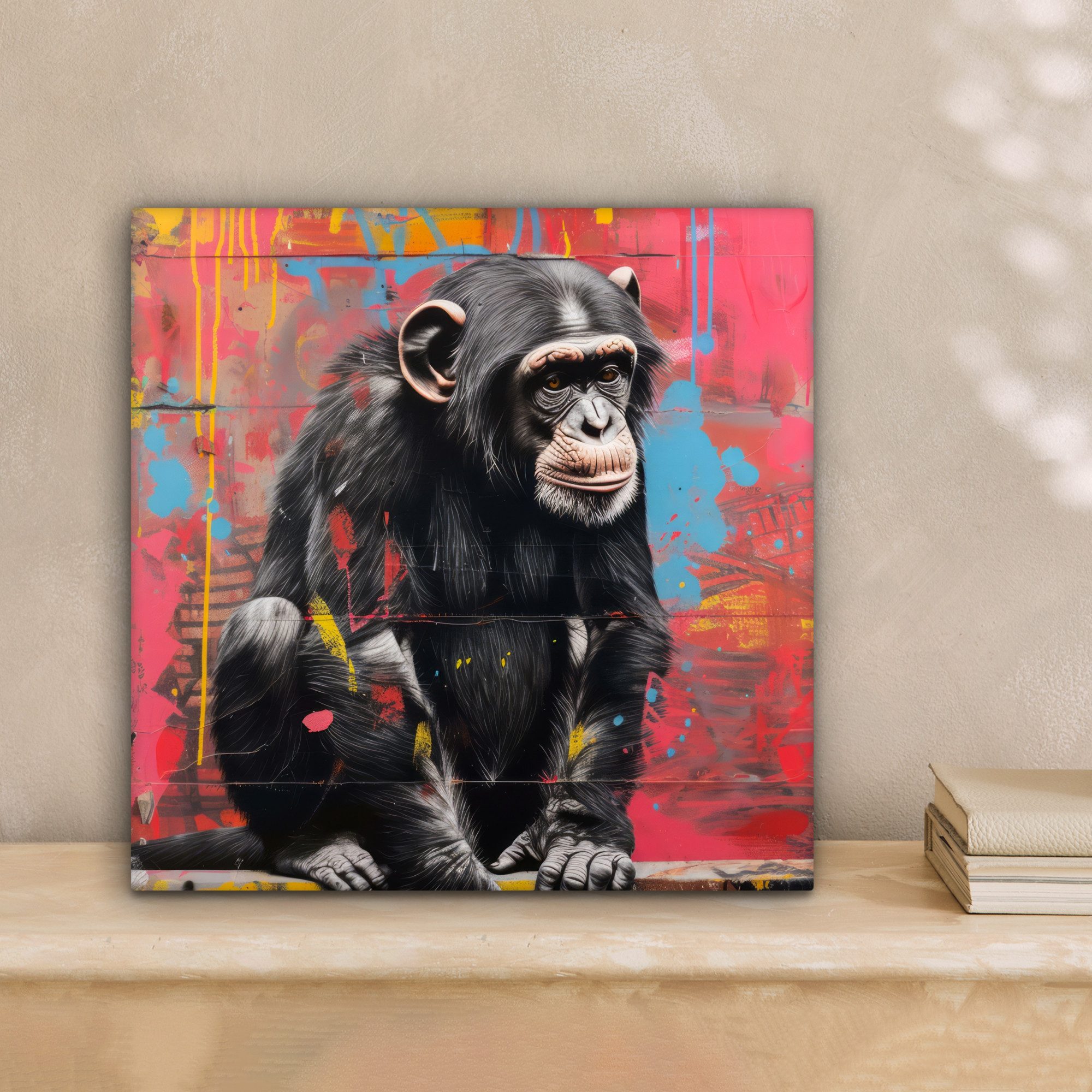 OneMillionCanvasses® Leinwandbild Graffiti - Schimpanse - Affe - Tiere - St günstig online kaufen