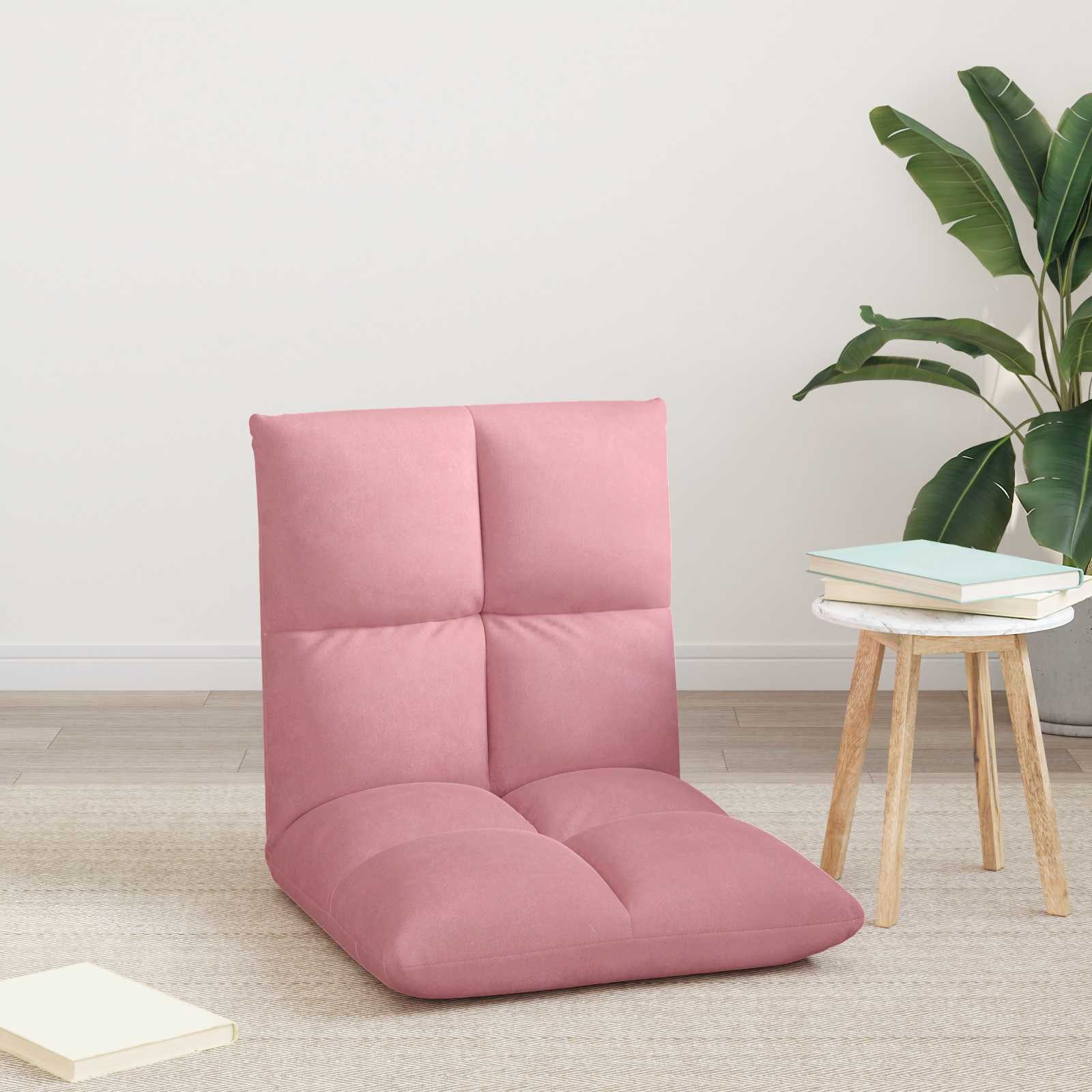 vidaXL Bodenkissen Verstellbarer Fußsessel Rosa Samt