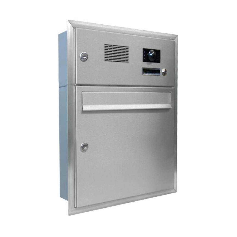 Letterbox24 Briefkasten A-01 Edelstahl Unterputz Briefkasten mit Kamera & Systemzentrale (ABB Busch-Jäger Audiomodul 83110 + Kameramodul 83501-101), mit BJ Systemzentrale Mini 83301