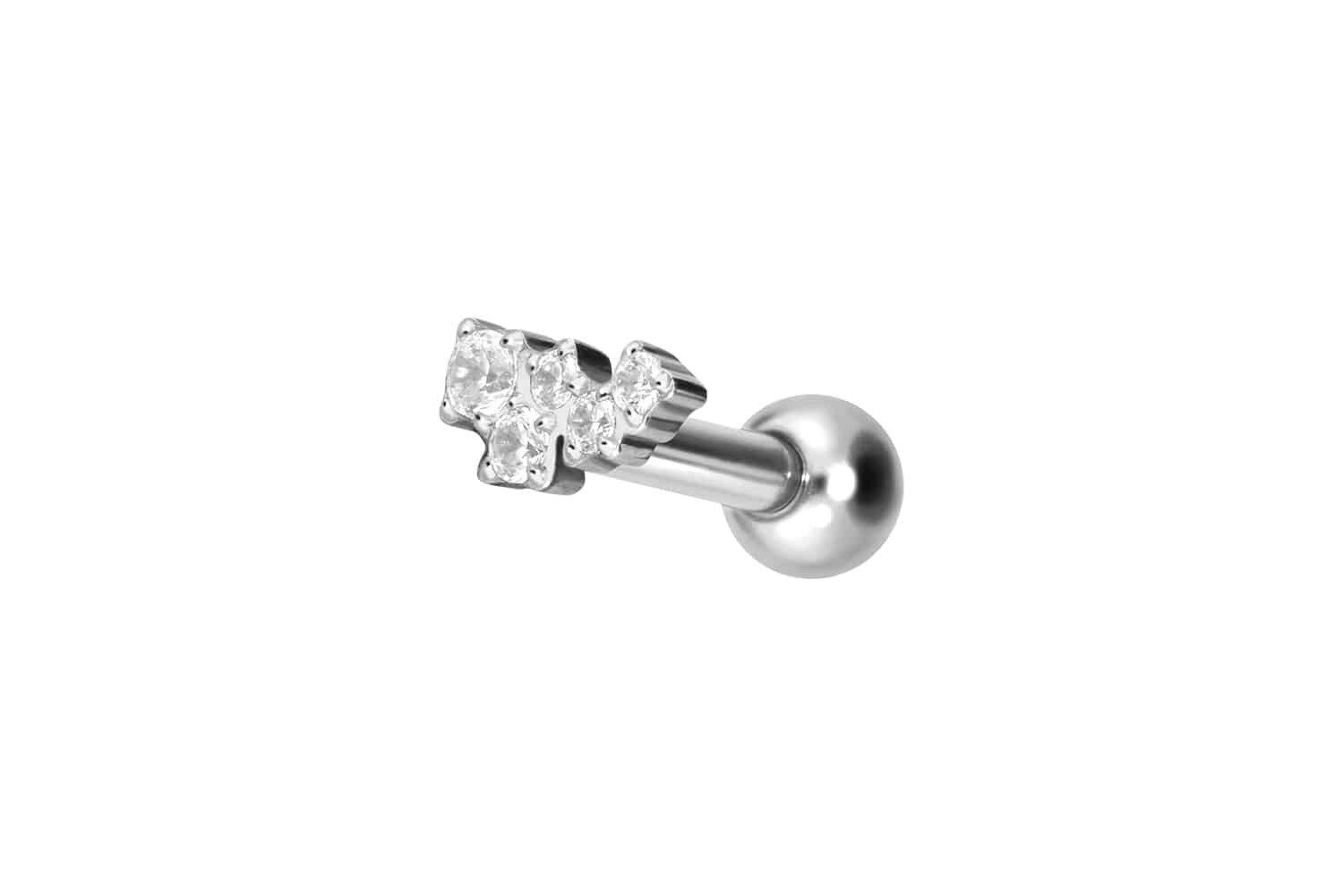 Piercing-Set Titan Ohrpiercing mit Innengewinde KRISTALLWOLKE