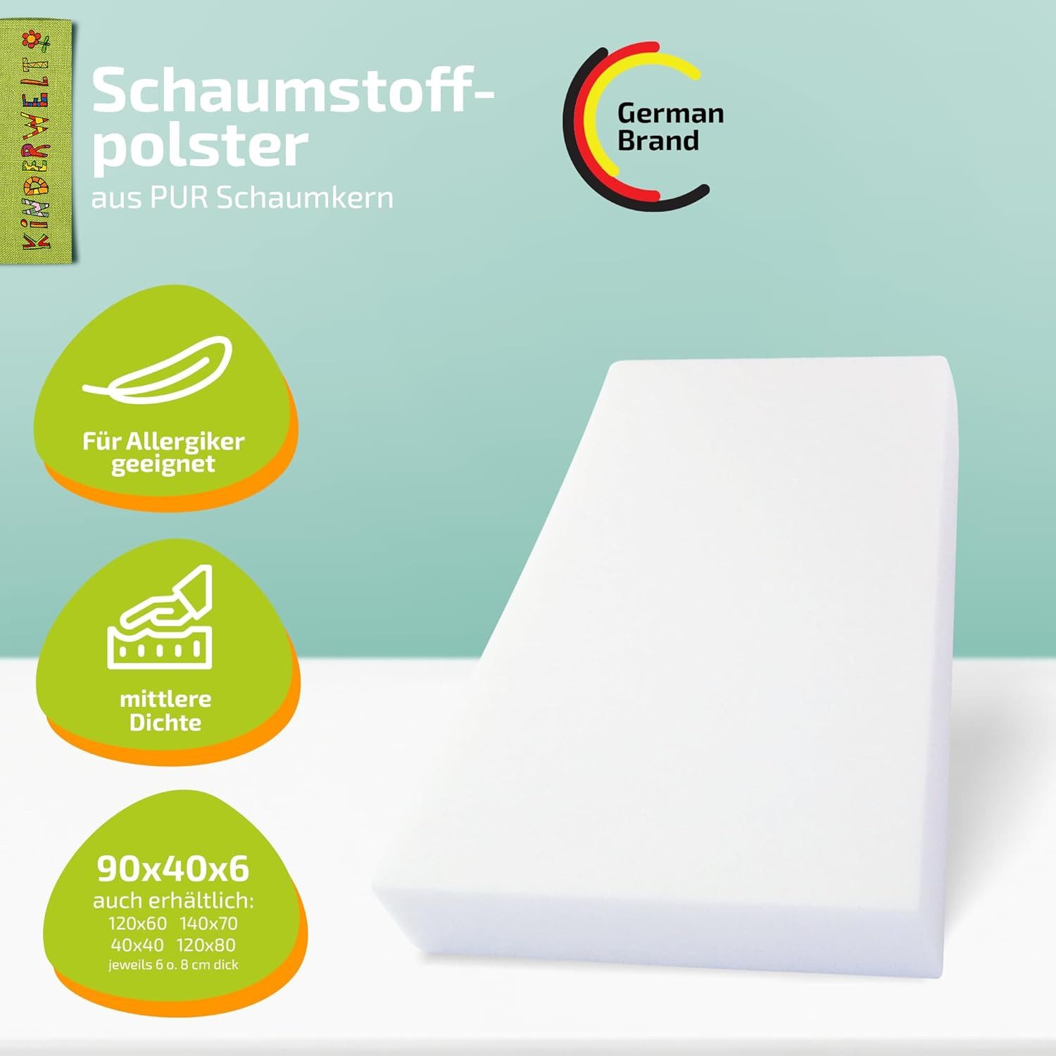 KiNDERWELT Polsterauflage 1 x Polster Schaumstoffplatte 90 x 40 x 6 cm, läs günstig online kaufen