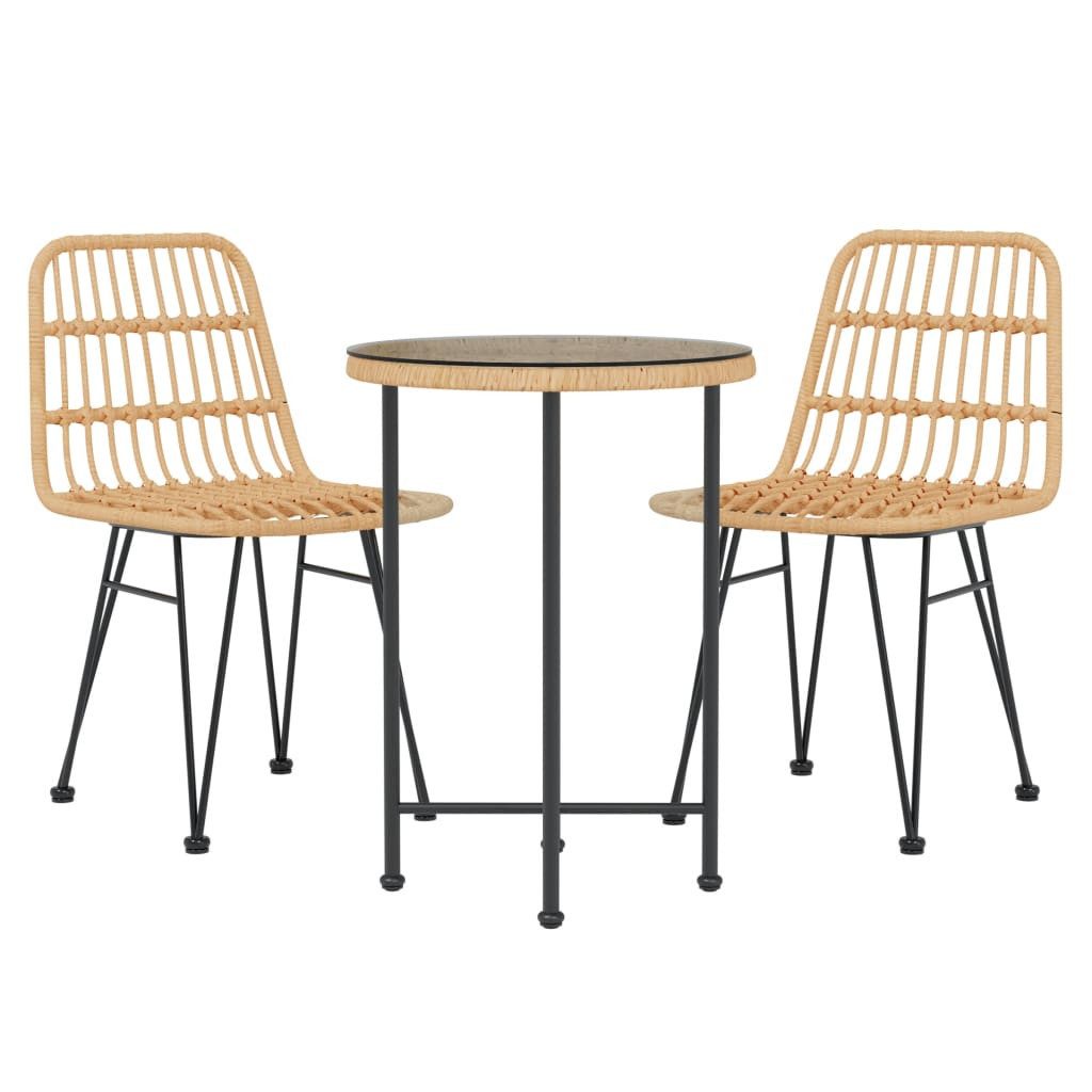 vidaXL Garten-Essgruppe 3-tlg. Garten-Essgruppe Poly Rattan, (3-tlg)