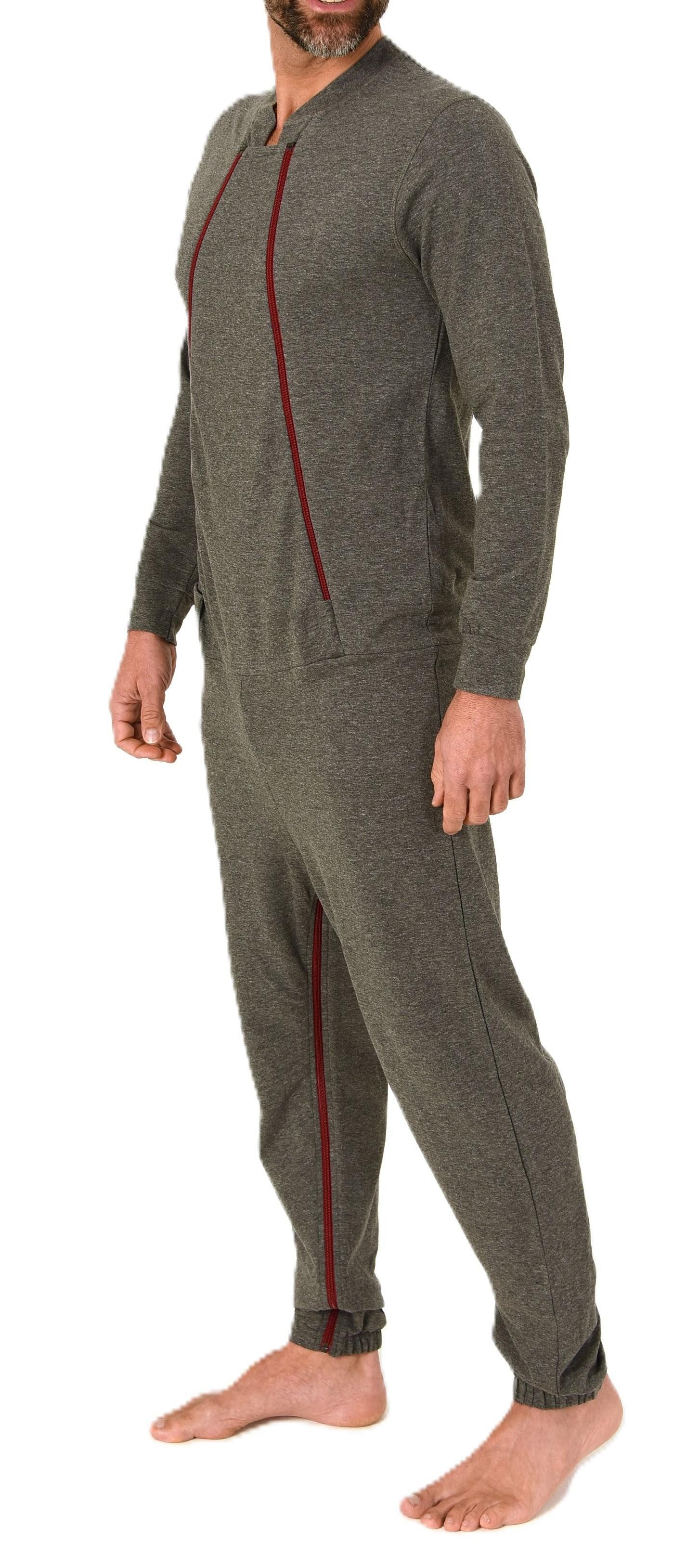 Normann Care Pyjama Herren Pflegeoverall langarm mit Reissverschluss Vorne und am Bein