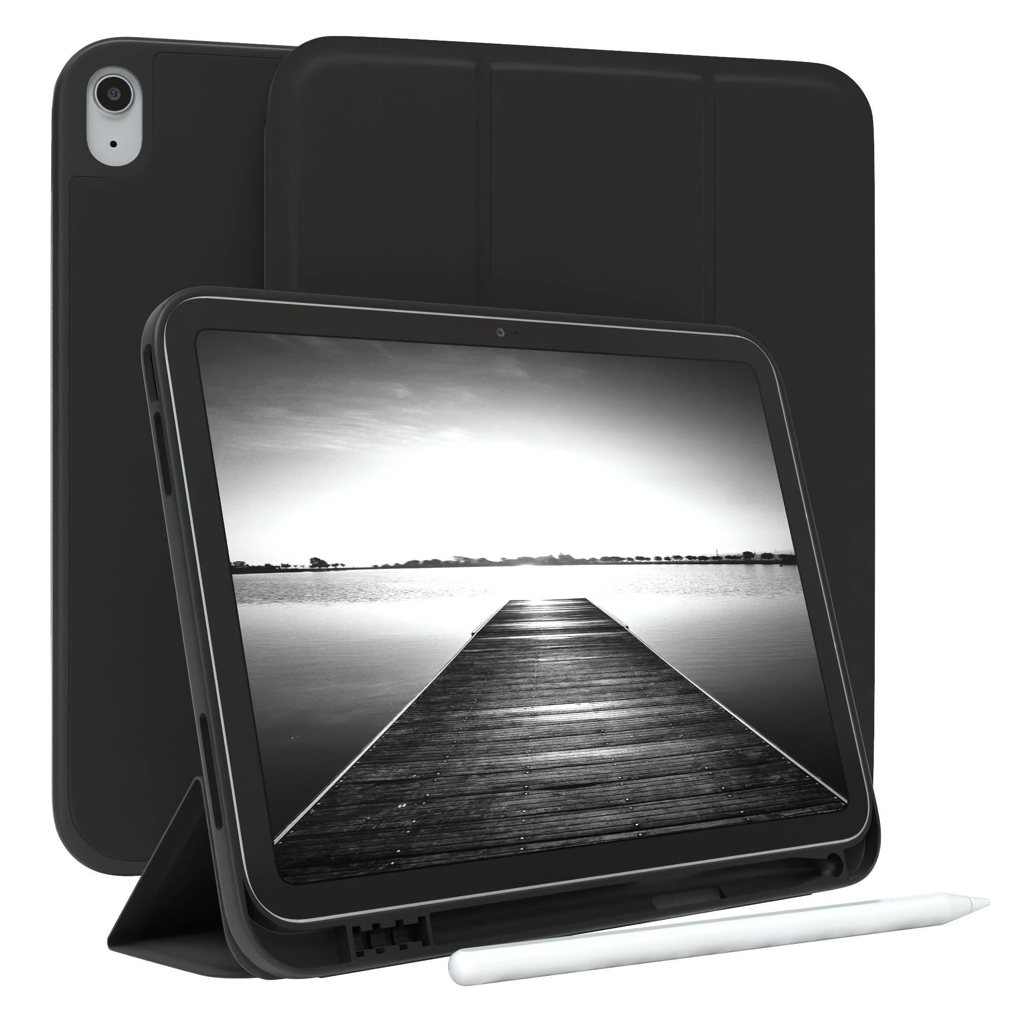 EAZY CASE Tablet-Hülle Penholder Smartcase für Apple iPad 10. Gen. (2022) 10,9 Zoll, Hülle Schutzhülle mit Sleep Wake Up Funktion Etui zum Klappen Schwarz
