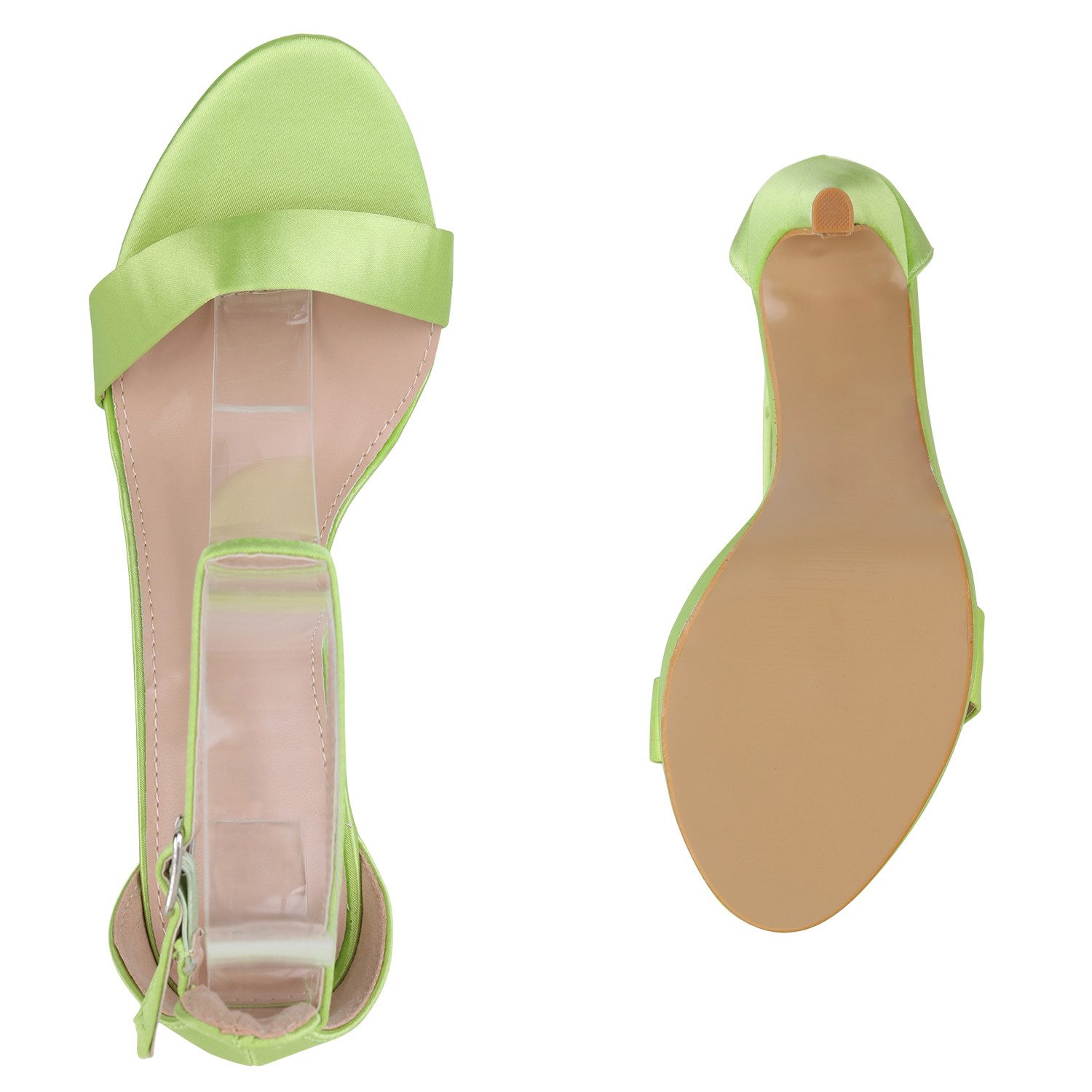 VAN HILL 840414 High-Heel-Sandalette Damen High Heels Sandaletten Stiletto Elegante Satin-Optik