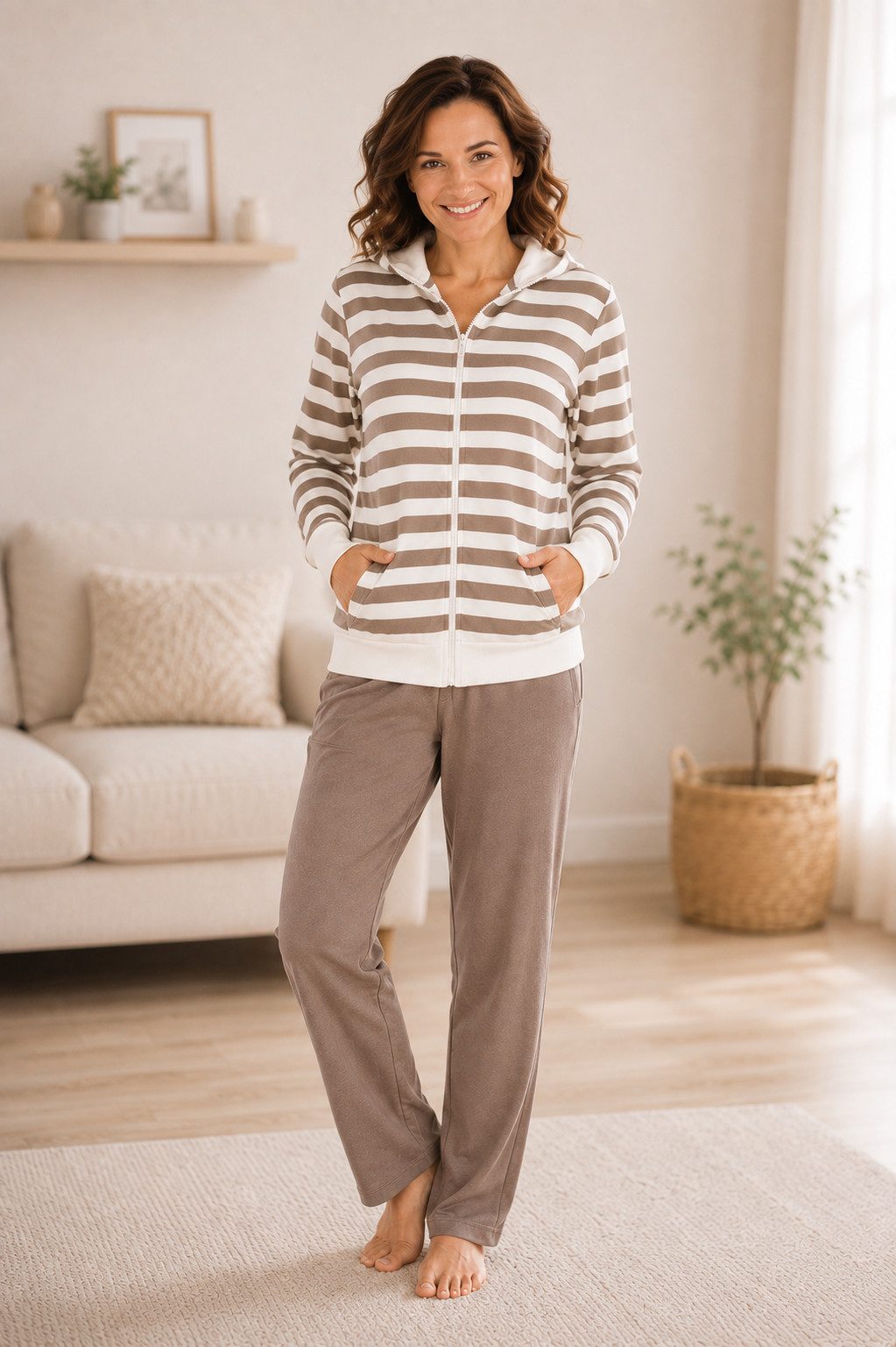 Consult-Tex Hausanzug Damen Hausanzug Homewear Suit (Spar-Set, 1 Stück) Freizeitanzug / Hausanzug mit Streifenmuster