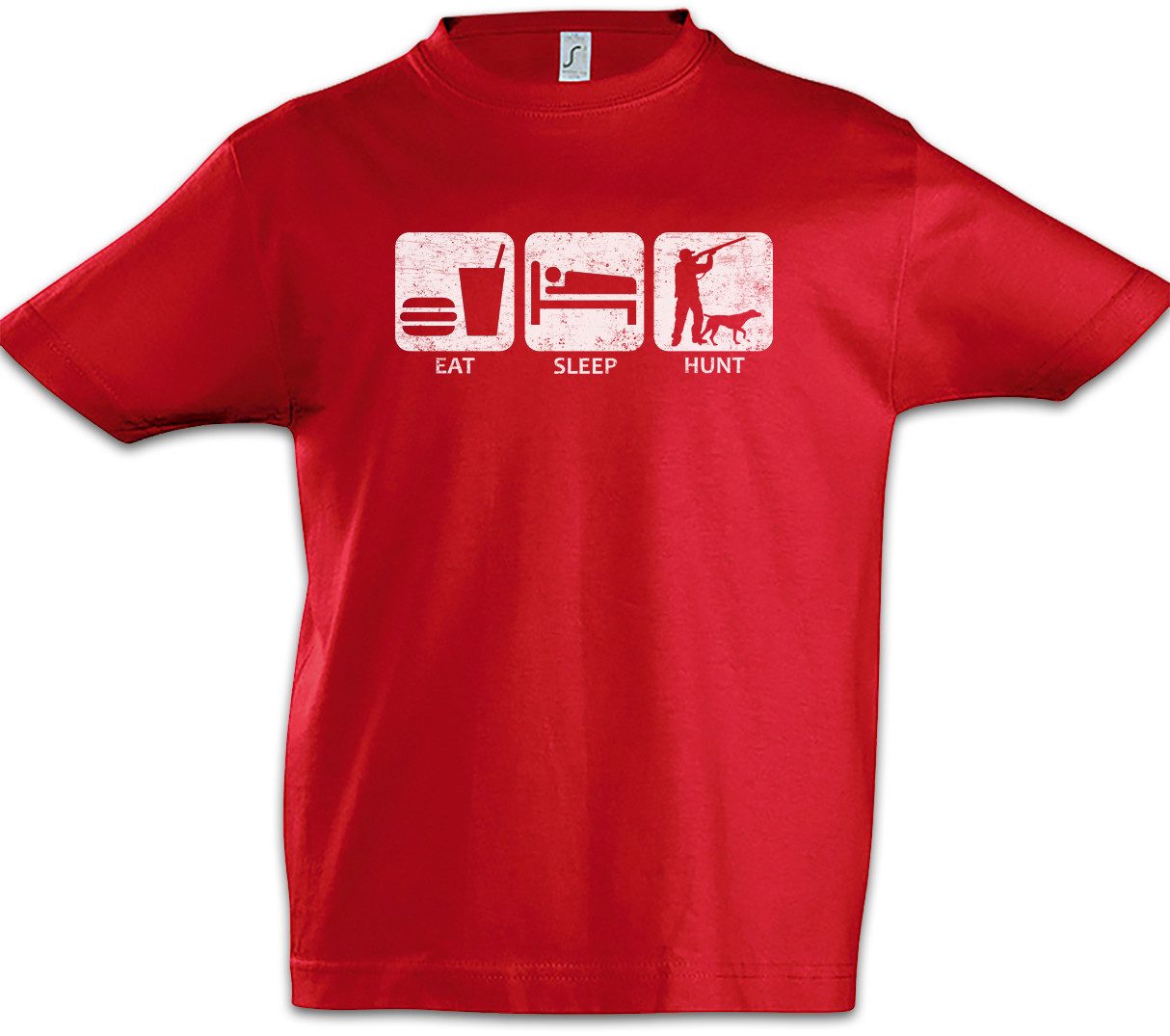 Urban Backwoods Print-Shirt Eat Sleep Hunt Kinder T-Shirt Hunting Hunter Jäger Jagen Jagd Revier (1-tlg) Geweih Rack Hirsch Deer