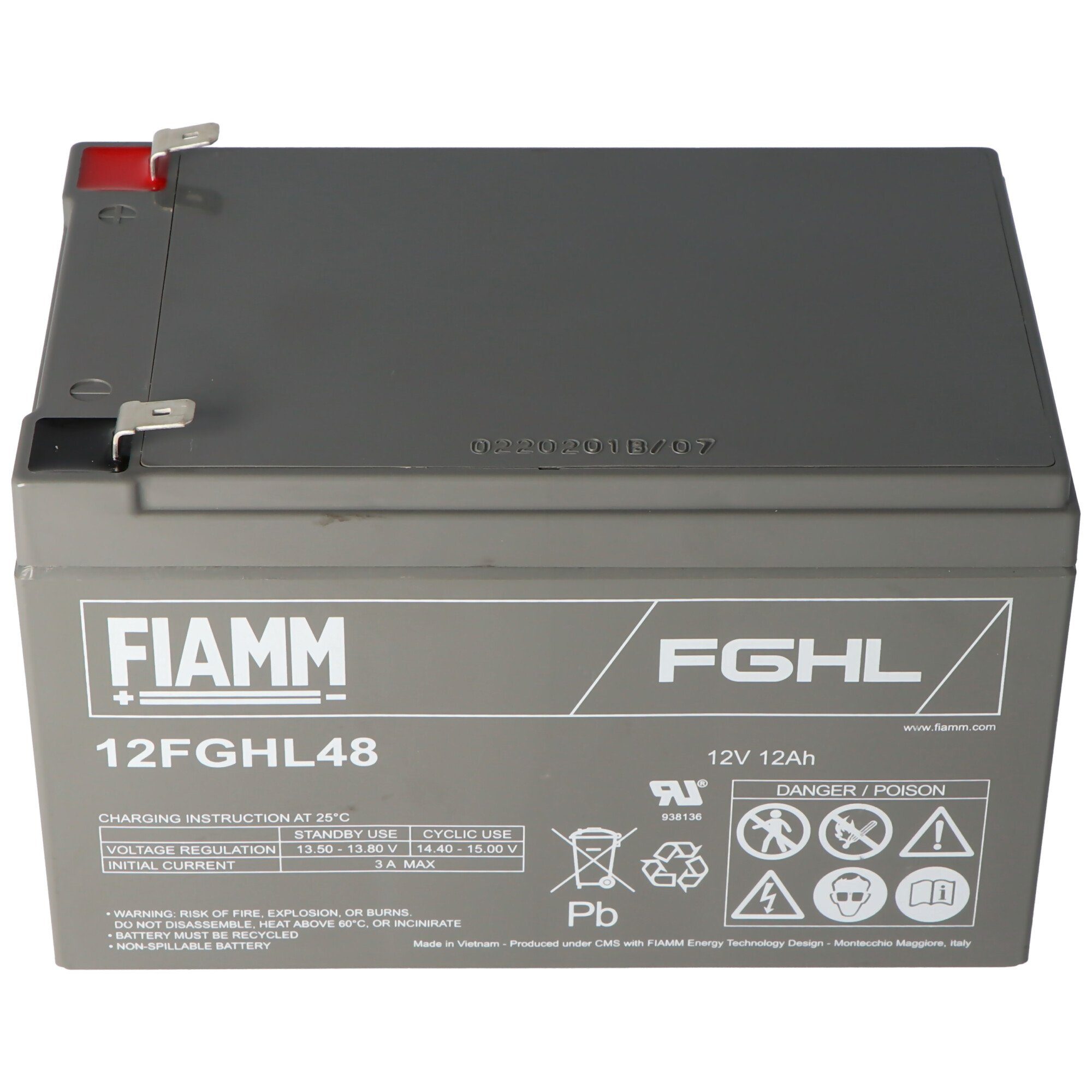 Fiamm Fiamm 12FGHL48 Blei PB Akku 12 Volt 12000mAh mit Faston 6,3mm Kontakt Akku 12000 mAh (12,0 V)