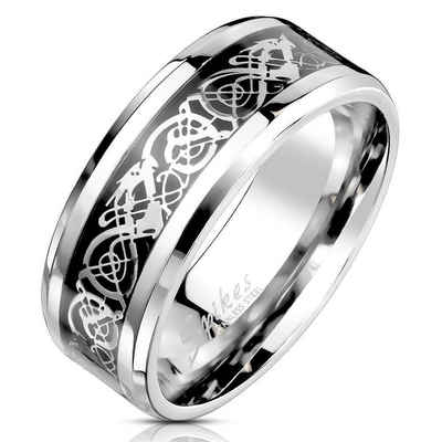 BUNGSA Fingerring Ring keltisches Tribal Silber aus Edelstahl Unisex (Ring, 1-tlg), Damen Herren